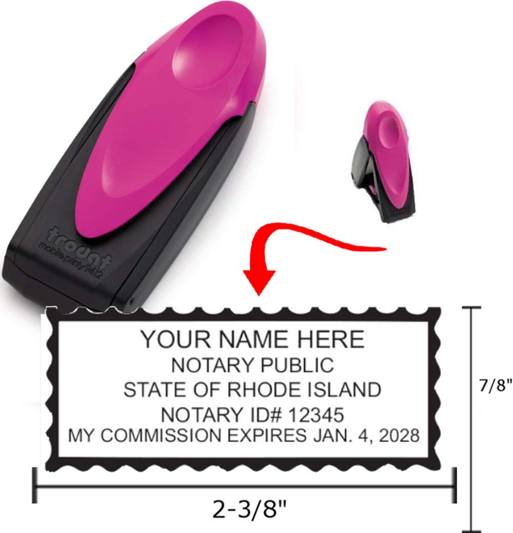 Pink Exclusive Mobile Notary Pocket Stamp for Rhode Island | Portable Notary Seal for Traveling Professionals & Legal Documents | Perfect for On-the-Go Notaries, Real Estate Agents & Court Use