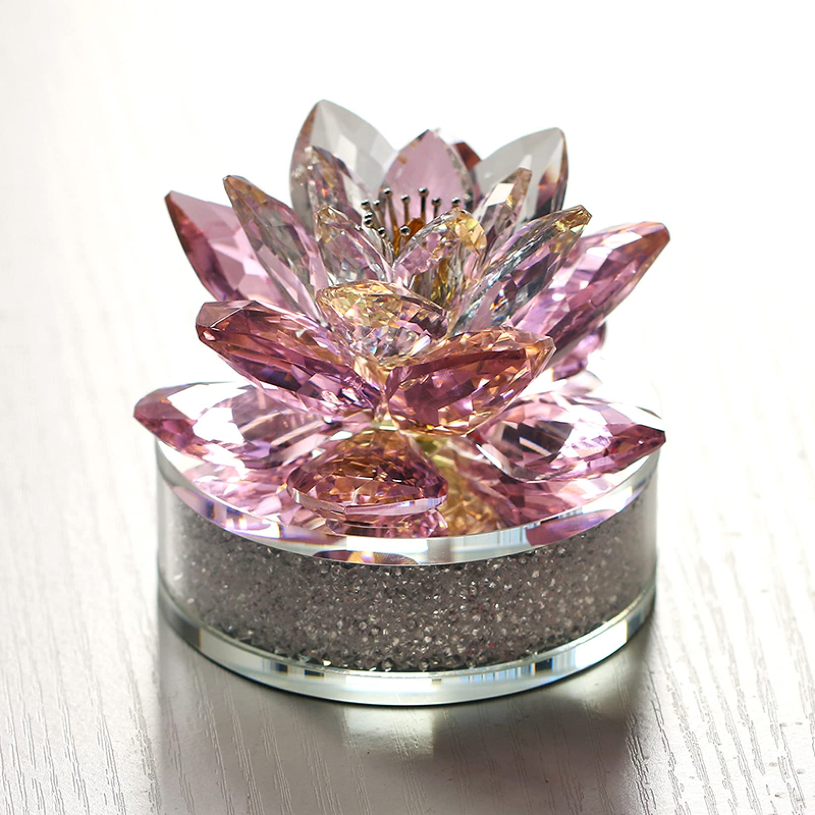 Sparkling Crystal Lotus Flower Figurine - Elegant Home Decor, Paperweight & Collectible Gift for Women, Mom, Girls | Perfect for Valentine's Day, Wedding Party Favors & Meditation Spaces