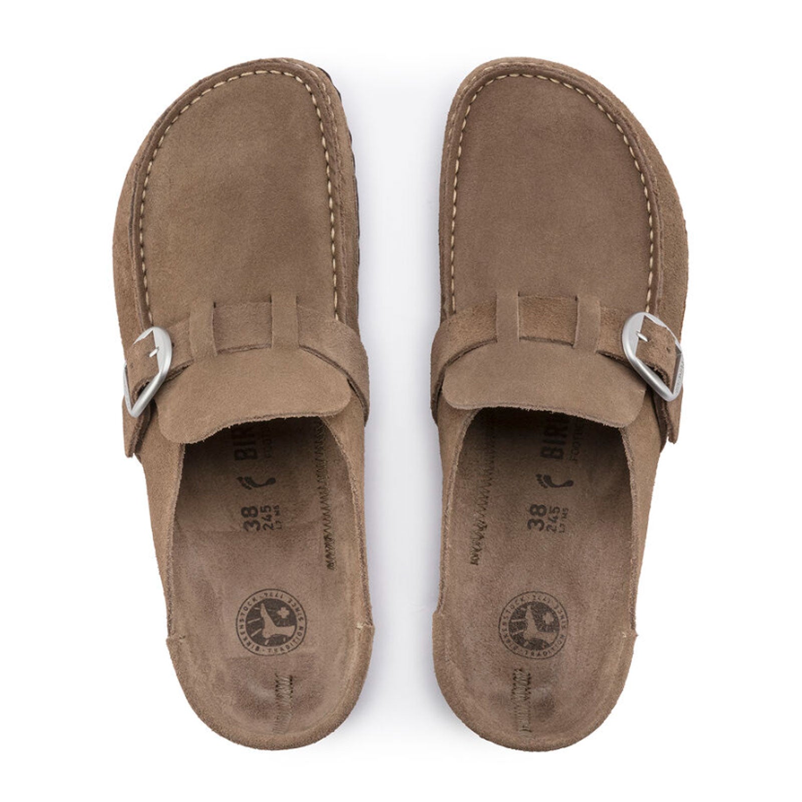 Birkenstock Buckley Narrow Clog for Women - Comfortable Gray Taupe Suede Slip-On Shoes for Casual Wear, Work & Home