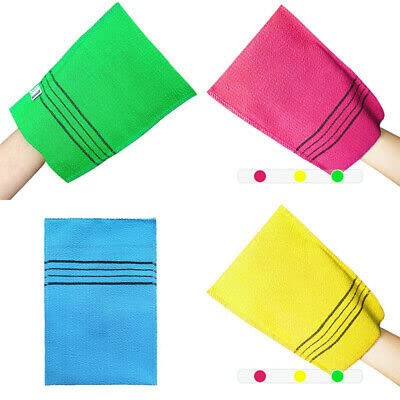 Korean Exfoliating Bath Wash Cloth - 4 Pack Whitening Hammam Scrub Towels for Spa & Body Care | Soft Glove for Dead Skin Removal | Perfect for Sauna, Shower & Home Skincare Routine (Multi-Color)