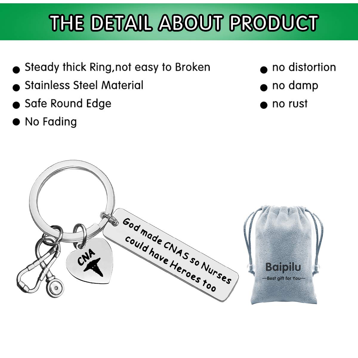 CNA Gift Keychain for Certified Nursing Assistant - Inspirational Graduation Gift for Nursing School Students & Nurses - Stethoscope Medical Keychain with 'God Made CNAs' Quote - Perfect for Appreciation, Graduation & Daily Use