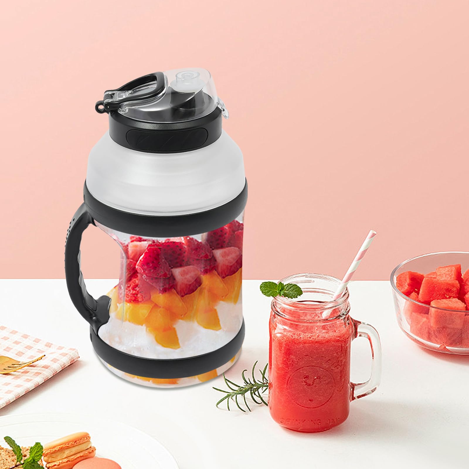 Portable USB Rechargeable Blender - 4000mAh Electric Personal Smoothie Maker & Juicer Machine for Shakes, Fresh Juice - Compact Travel Blender Cup for Gym, Camping, Office & Home Use - Black