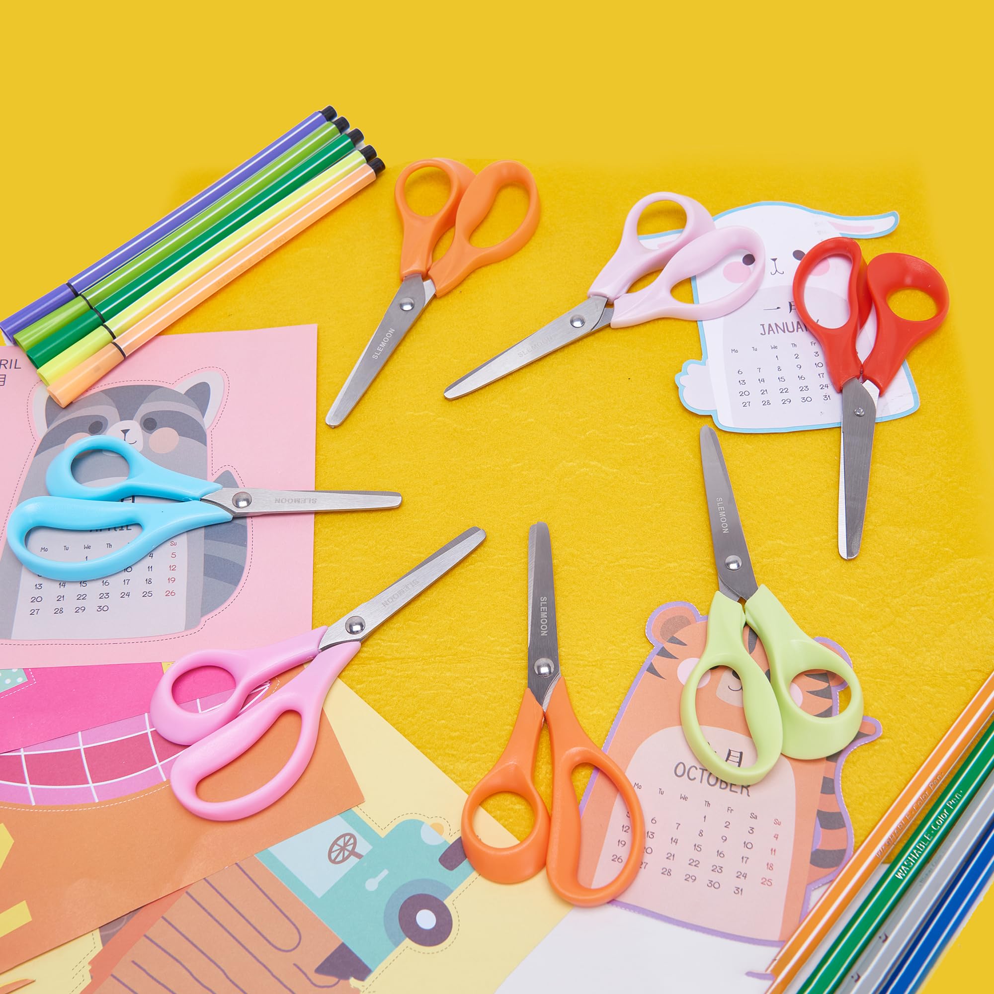 30 Pack Toddler Safety Scissors for Kids Ages 3-5 - 5 Inch Right-Handed Blunt Tip Craft Scissors with Comfort Grip ABS Handles - Perfect for Preschool Classroom Supplies, Arts & Crafts Projects, and Early Childhood Development Activities