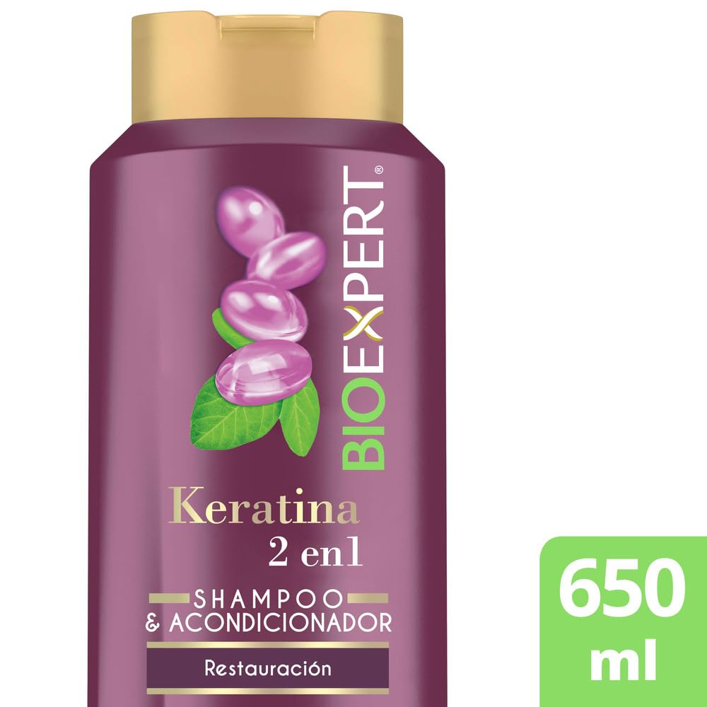 2 in 1 Shampoo and Conditioner with Keratin - 650ml for Hydration & Repair - Perfect for Damaged, Dry & Color-Treated Hair at Home or Salon