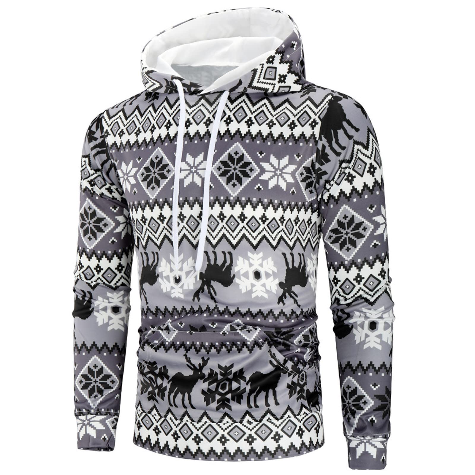 Men's Lightweight Hooded Sweater - Casual Christmas Print Pullover for Autumn & Winter | Cozy Holiday & Everyday Wear