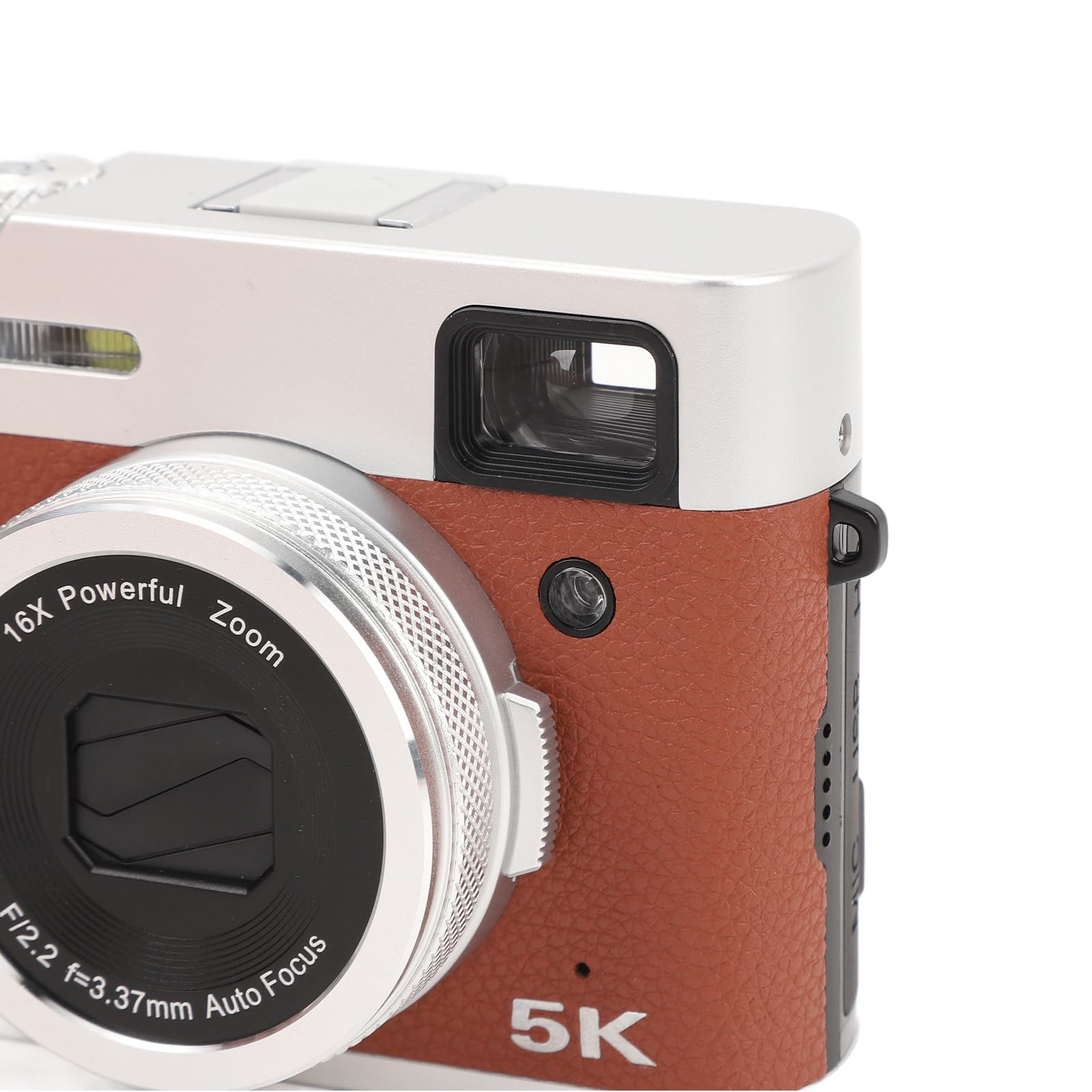 5K Digital Camera for Photography & Vlogging - 48MP 30FPS Video Camera with 16X Zoom, Anti-Shake & Rotating Buttons - Perfect for Travel, YouTube Content Creation & Outdoor Adventures (Brown)