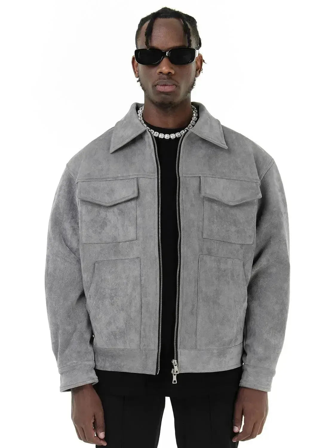 Men's Suede Trucker Jacket - Vintage Style Distressed Leather Jacket for Casual Wear & Outdoor Adventures