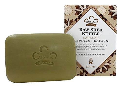 Nubian Heritage Raw Shea Butter Bar Soap - 5 oz | Moisturizing & Natural Skin Care for Dry Skin | Perfect for Shower, Bath & Gift Sets