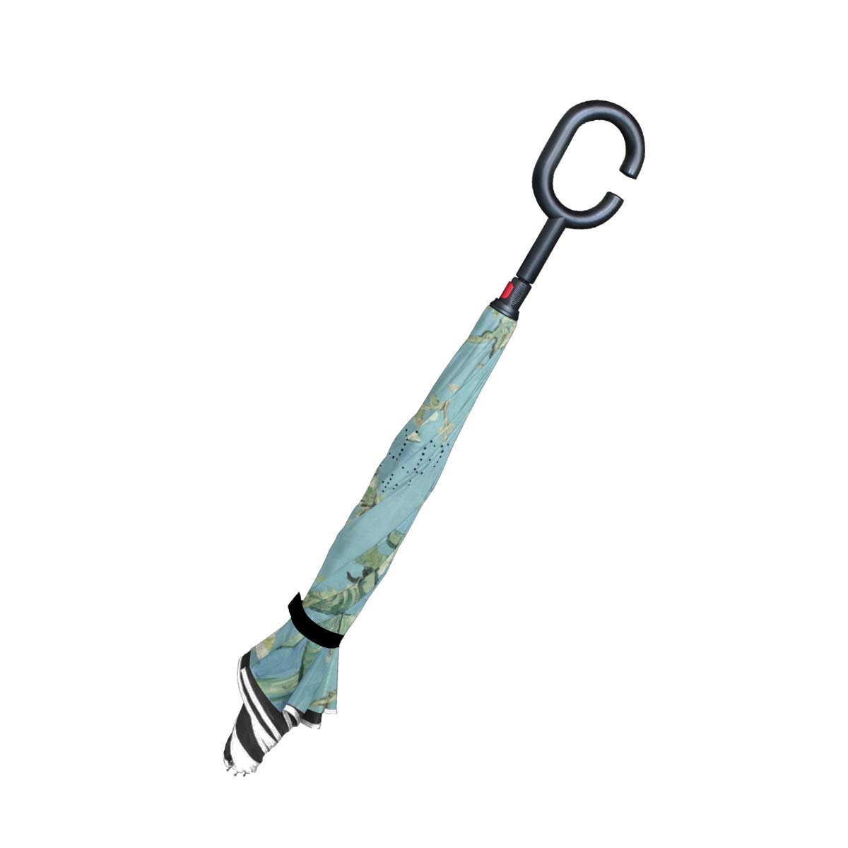 Senya Double Layer Inverted Umbrella - Van Gogh Almond Blossom Print - Reverse Folding Windproof Compact Umbrella with C-Shape Handle for Car, Travel & Golf | Perfect for Commuting, Outdoor Activities & Rainy Days