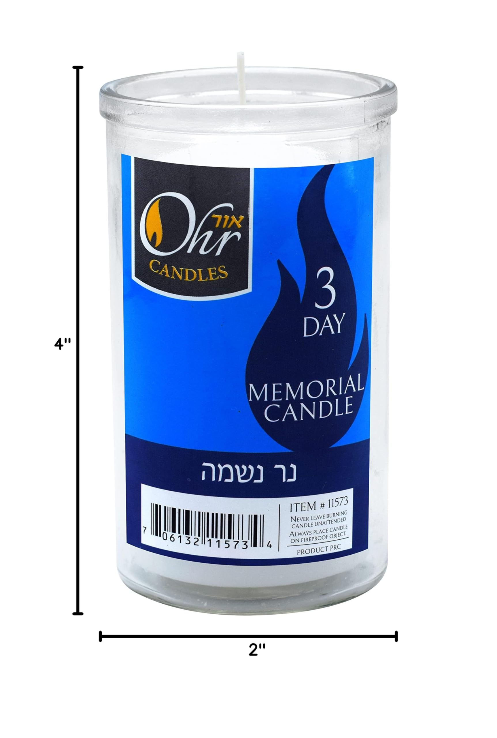 72-Hour Yahrzeit Memorial Candles - 3-Pack Jewish Memorial Candles for Yom Kippur & Remembrance in Glass Tumblers | Perfect for Synagogue, Home Memorials & Religious Ceremonies