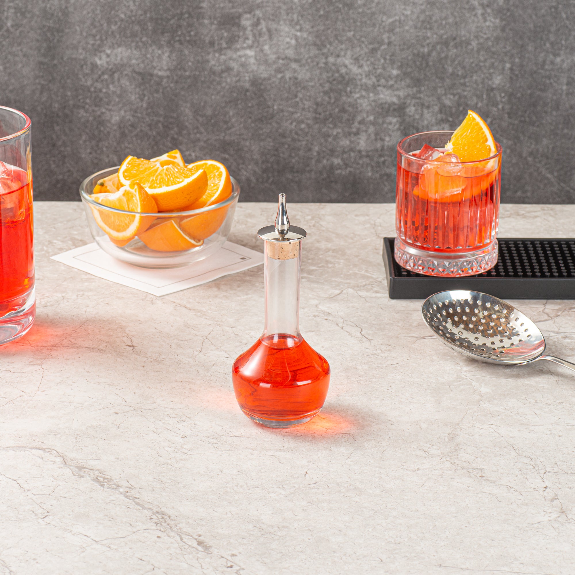 Premium 4 oz Glass Bitters Bottle with Silver Dasher - Modern Bar Accessory for Cocktails & Mixology - 5.75
