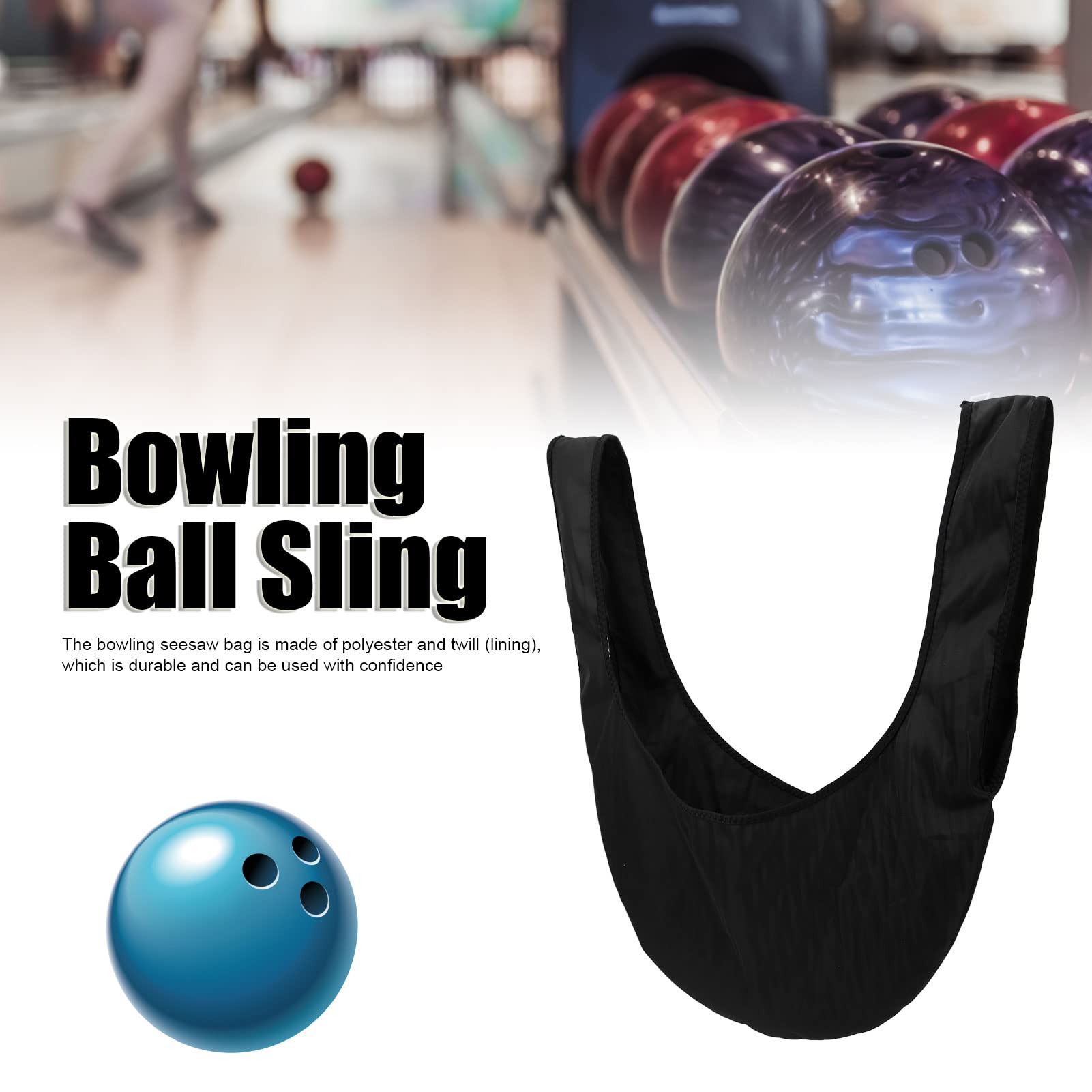 **Premium 60cm Bowling Ball Bag with Twill Lining & Handle - Portable Ball Sling for Protection & Easy Transport - Perfect for Bowling Enthusiasts & League Players (Black)**