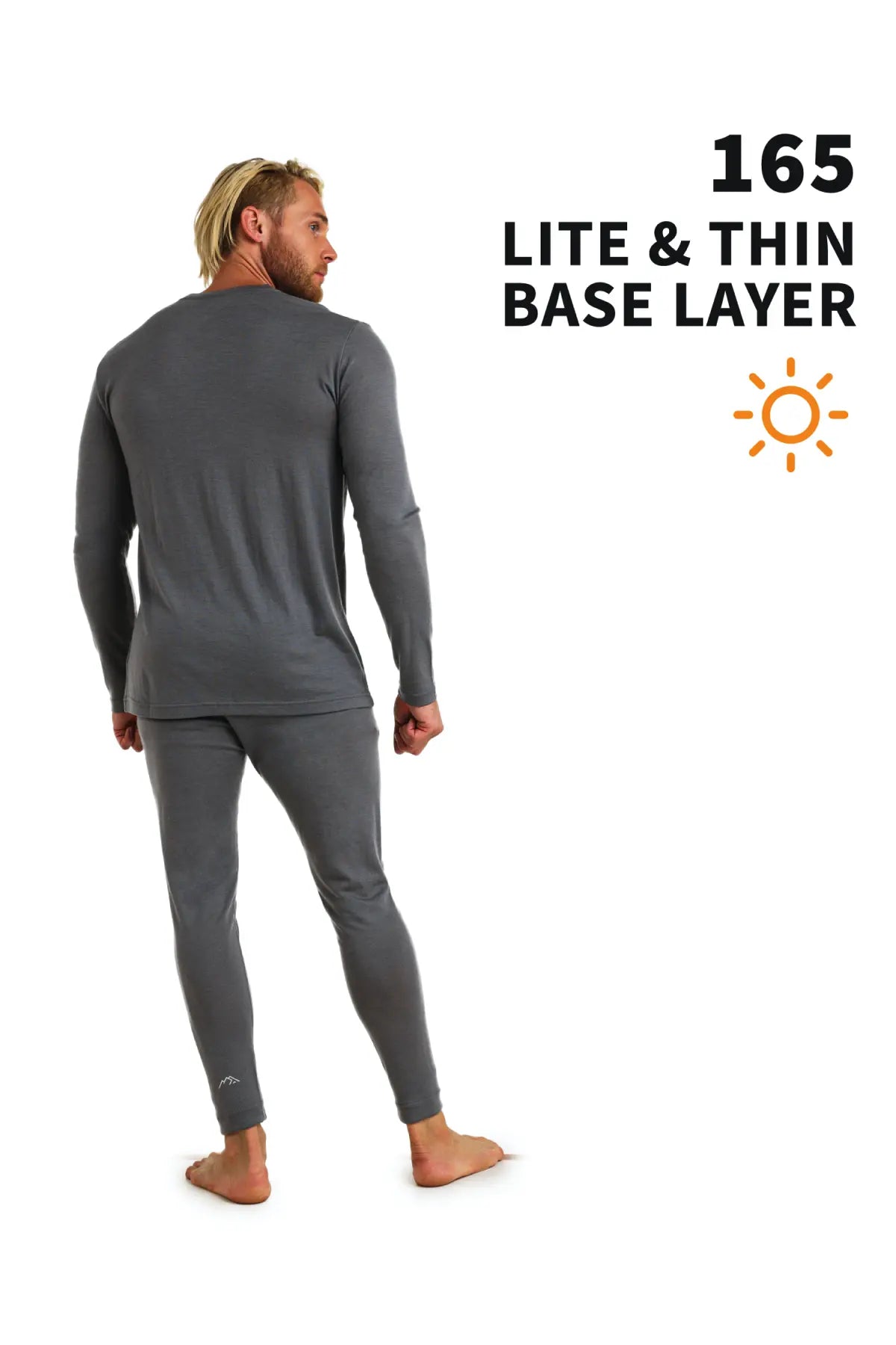 Men's Merino Wool Thermal Underwear Set - 165 Perfect Grey - Base Layer for Winter, Skiing & Outdoor Activities