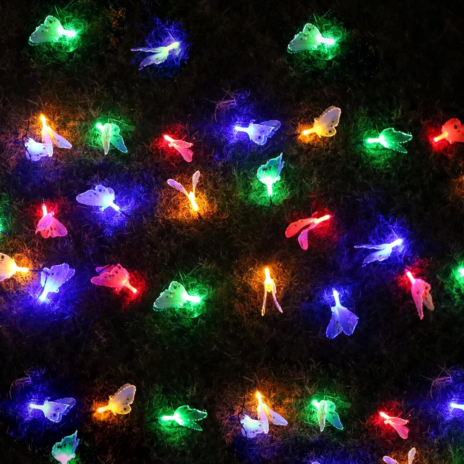 12 LED Solar Butterfly String Lights - Waterproof Outdoor Solar Lights with 8 Lighting Modes | Perfect for Garden, Patio, Christmas, Wedding & Party Decorations