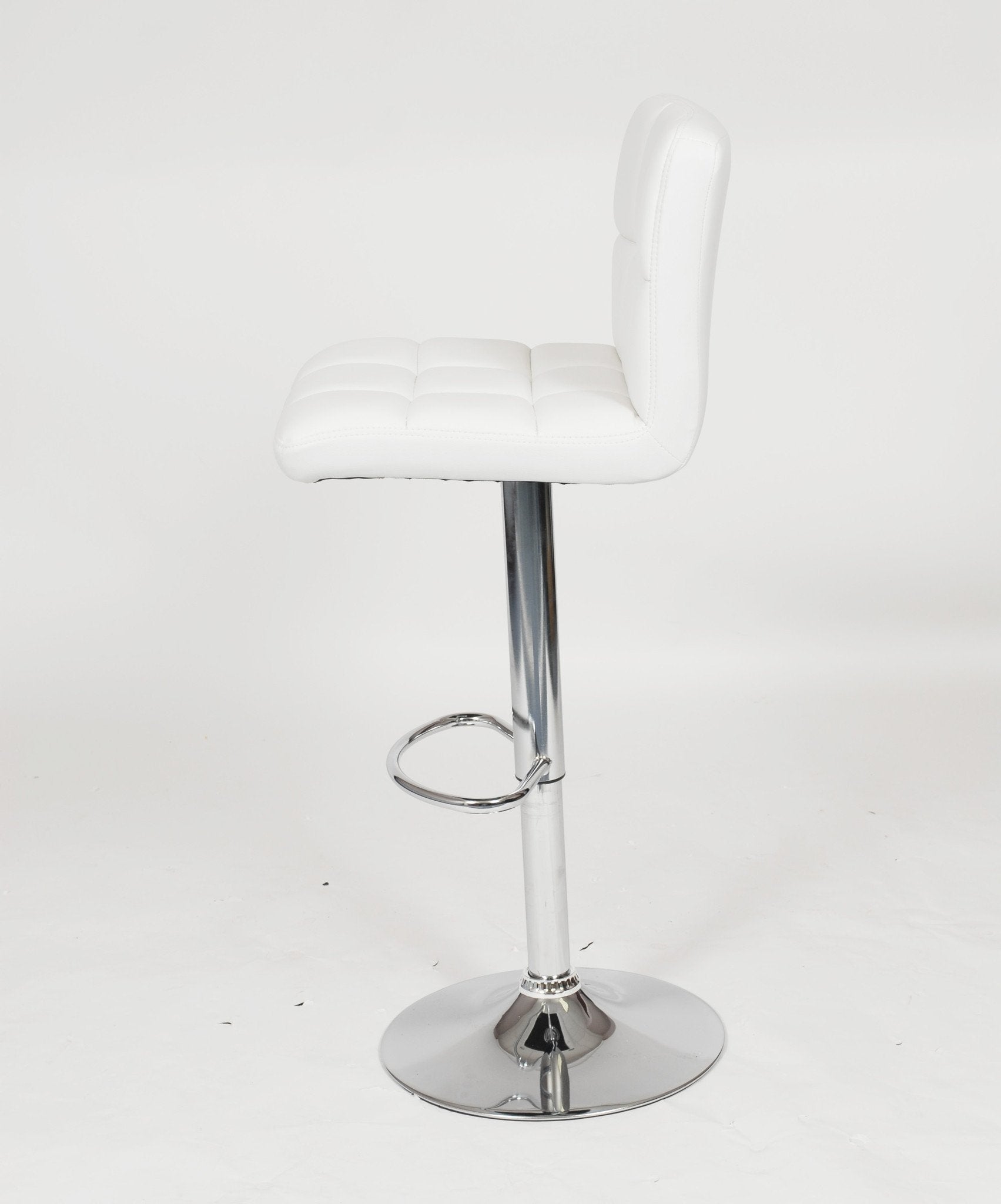 Premium PU Leather Modern Adjustable Hydraulic Swivel Bar Stools - Set of 2, White - Perfect for Kitchen Islands, Home Bars & Contemporary Dining Spaces