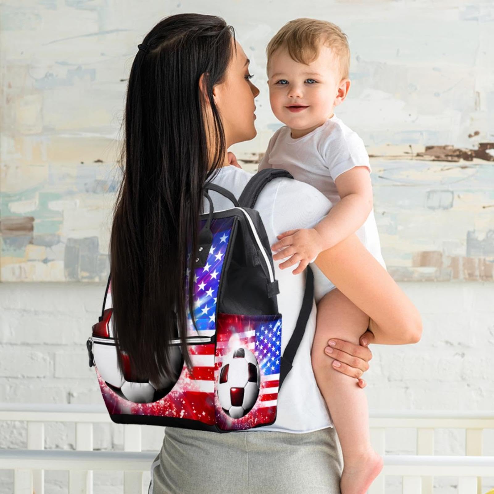American Flag Football Travel Backpack - Durable Work Backpack for Commuting, Hiking & School - Stylish Backpack for Men & Women