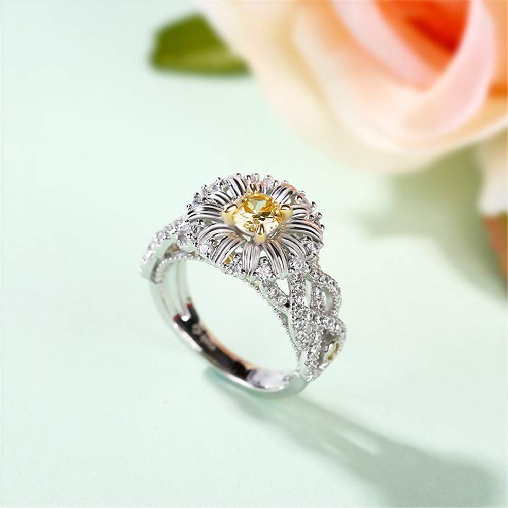 Jeulia 925 Sterling Silver Daisy Flower Ring for Women - Intertwined Hawaiian Floral Engagement Ring Set with White Diamond Halo, Bridal Wedding Anniversary Birthday Gift (Includes Jewelry Box) | Perfect for Beach Weddings, Boho Style & Everyday Elegant Wear