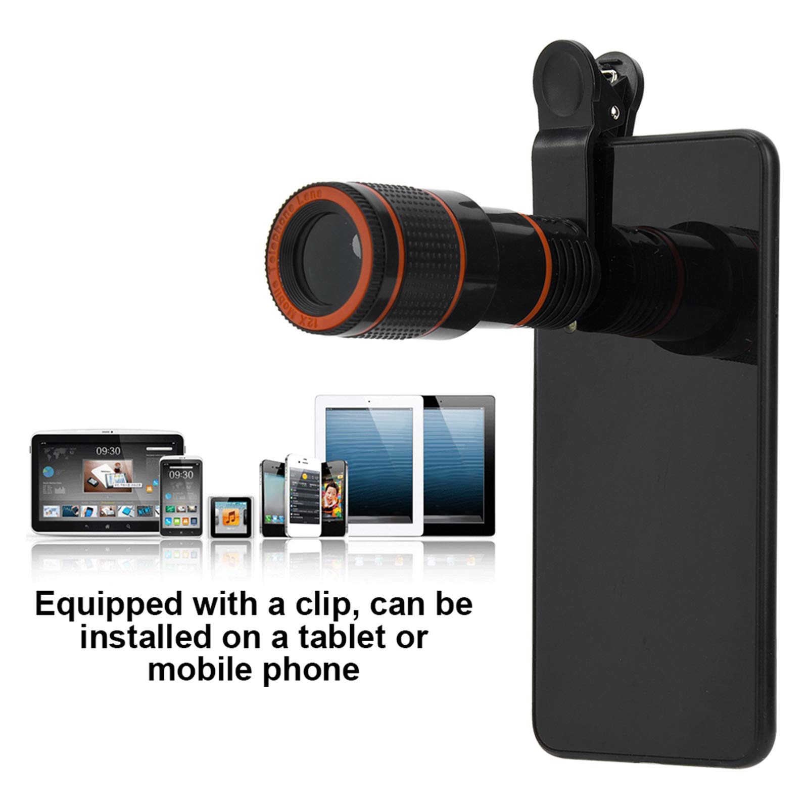 12X Telephoto Lens for Phone - Universal Clip-On for Mobile & Tablet - Perfect for Travel & Wildlife Photography