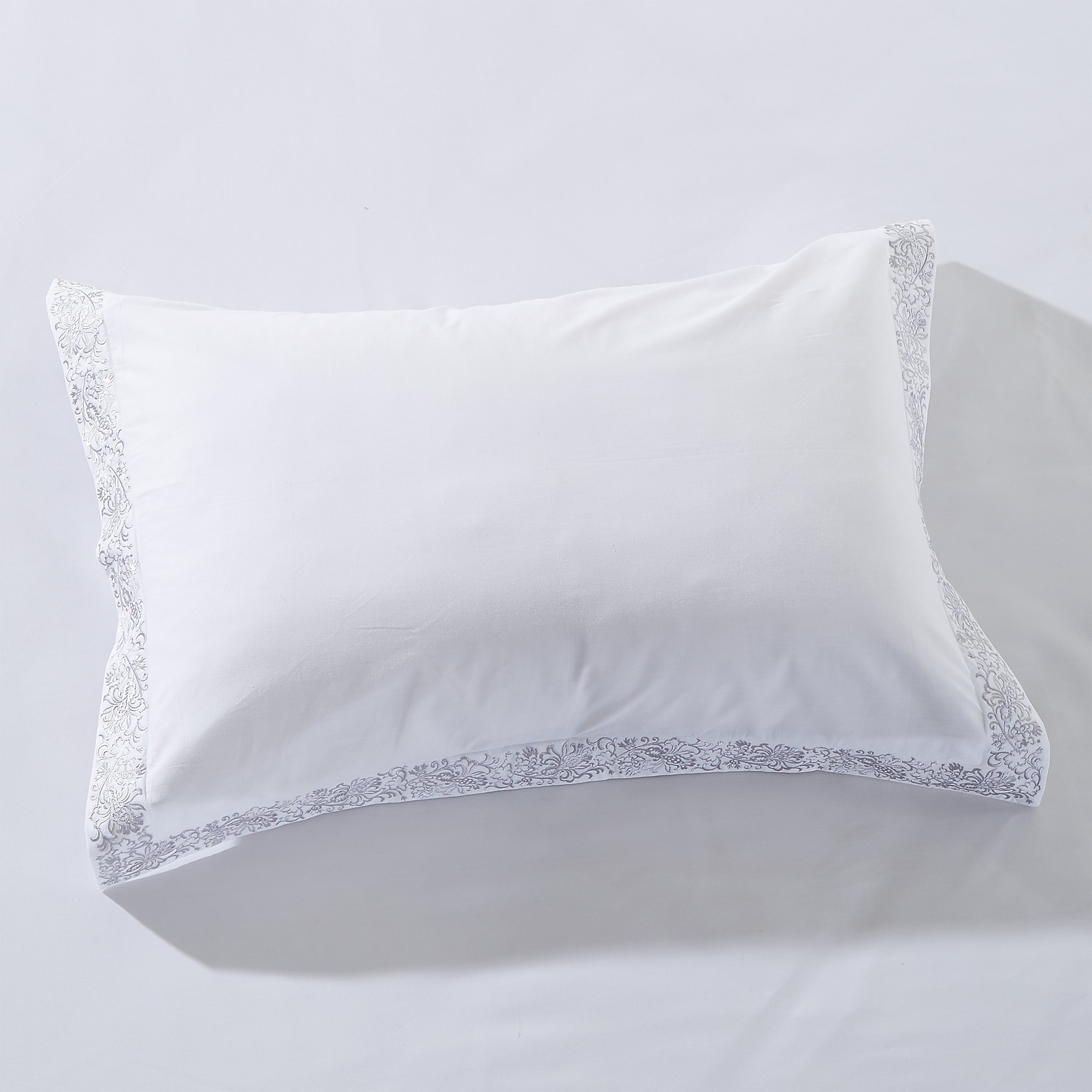 Premium Embroidered Cotton Duvet Cover Set - Soft Luxury Bedding with Button Closure - 1 Duvet Cover + 2 Pillow Shams - Moonlawn Collection - Elegant White Full/Queen Size - Perfect for Master Bedroom, Guest Room & Hotel Style Decor