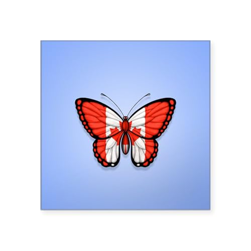 Clear - Canadian Flag Butterfly on Blue Sticker