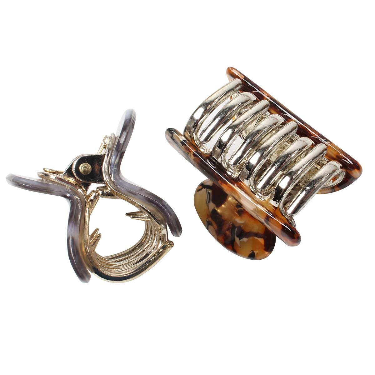 ASG 1.57 Inch Small Acrylic Hair Claw Clips for Women & Girls - Marble Design Non-Slip Grip Plastic Hair Clips - Pack of 2 - Perfect for School, Work, Travel & Everyday Hairstyles