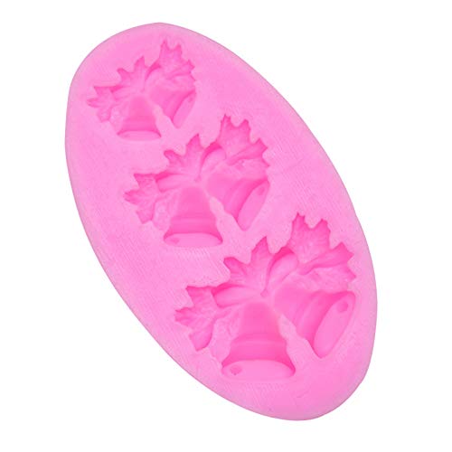 4-Piece Christmas Silicone Mold Set - Bell, Holly Leaf, Berry & Pinecone Shapes for Fondant, Chocolate, Polymer Clay - Cake Decorating Tools for Cupcakes, Candy Making & DIY Crafts (Pink) | Perfect for Holiday Baking, Gift Making & Festive Dessert Decorations