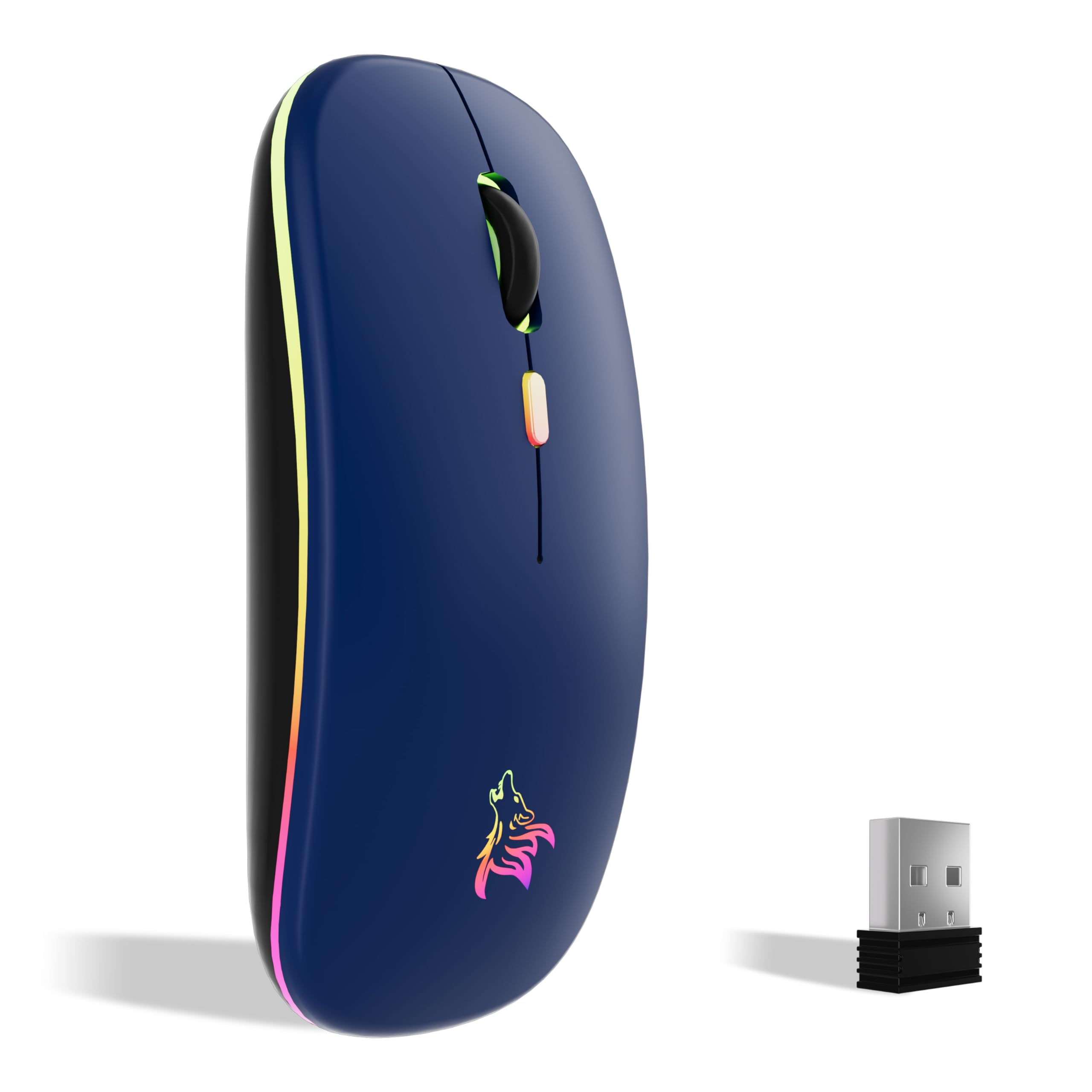 Wireless Rechargeable Gaming Mouse - 7-Color RGB Backlit, 2.4GHz USB for PC/Laptop/iPad - Perfect for Work & Gaming