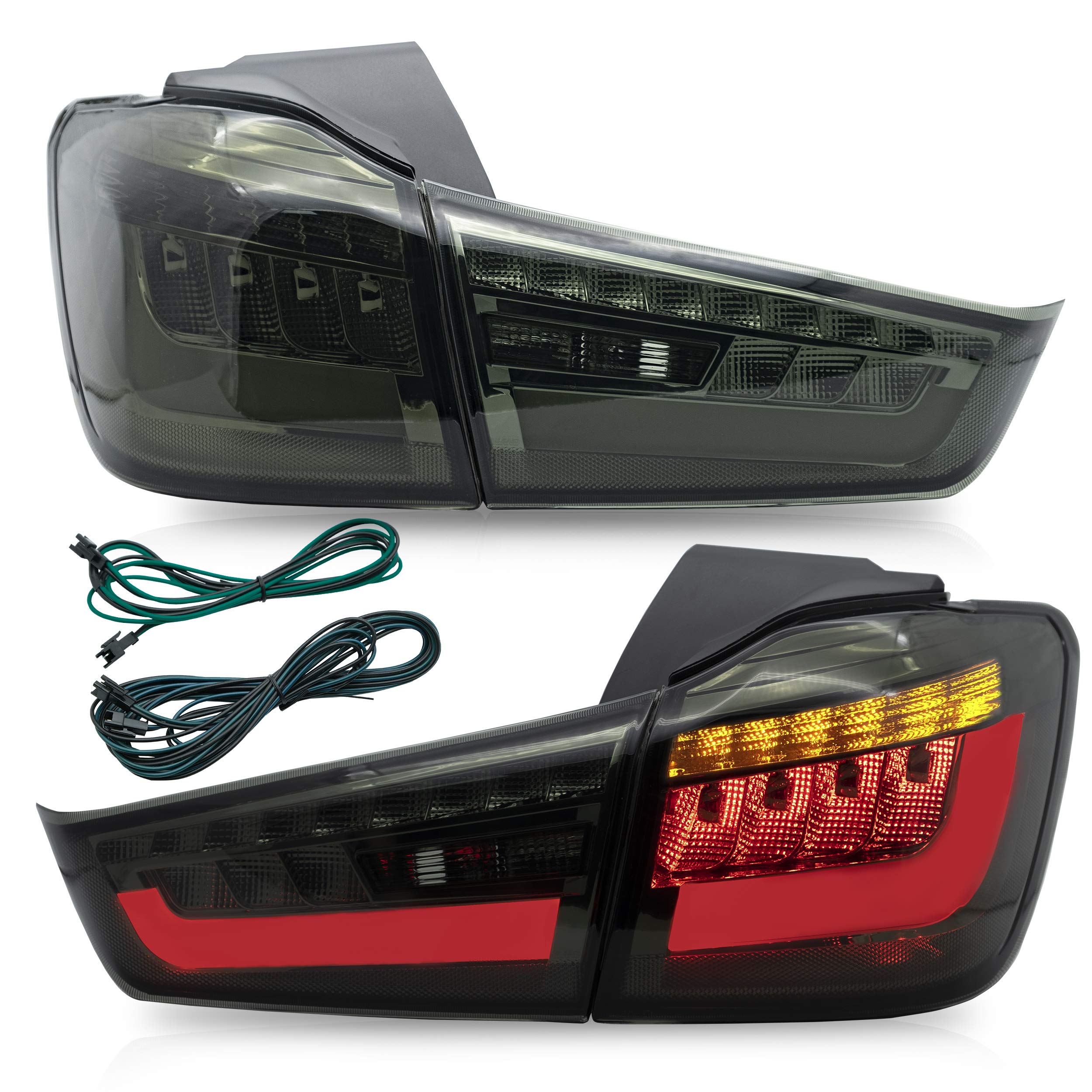 VLAND LED Tail Lights Assembly for 2010-2015 Mitsubishi ASX/Outlander Sport - Smoked Black Taillamps with Turn Signal, Reverse Lights & DRL - Plug & Play Installation - Perfect for Night Driving & Car Customization