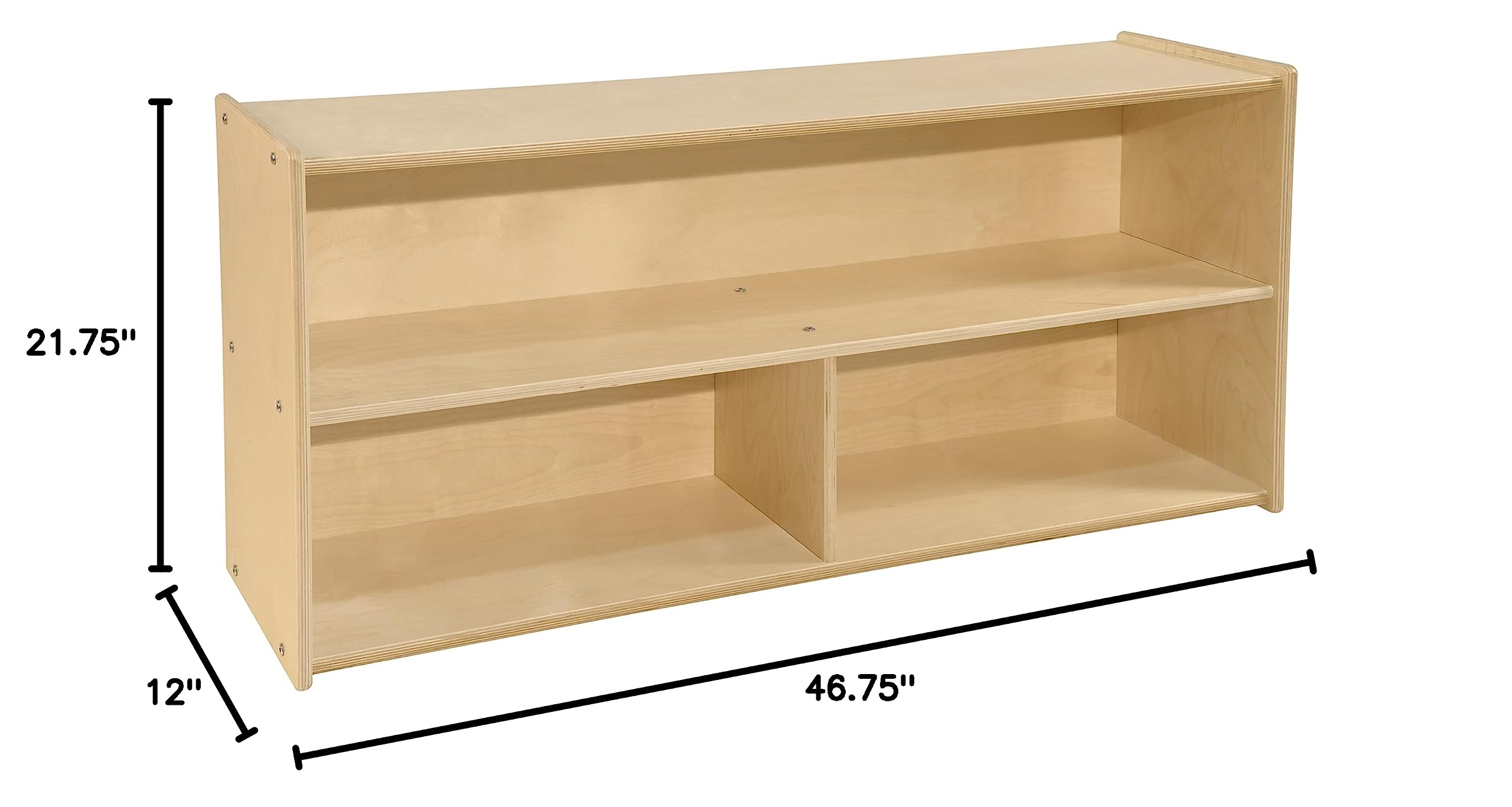 2-Shelf Kids Bookshelf & Toy Storage Organizer - 3-Section Montessori Shelves for Home & Classroom Organization | Perfect for Nursery, Playroom & Preschool Storage Solutions