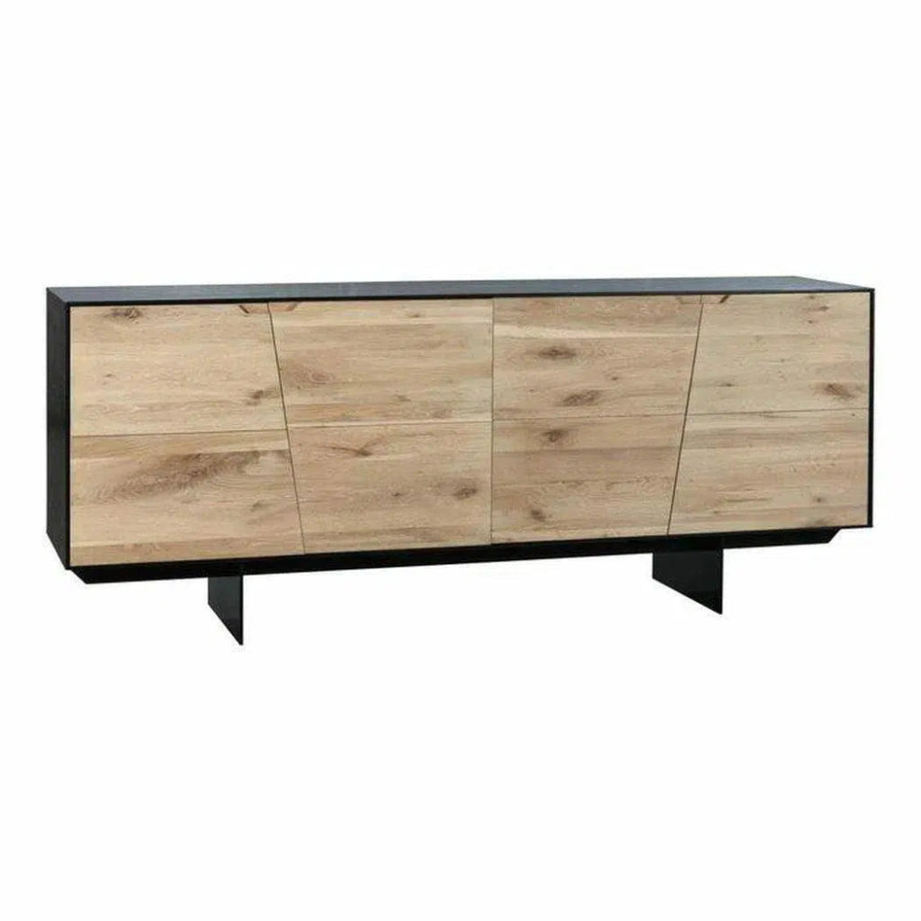 79 Inch Natural Wood Sideboard Buffet Cabinet - Modern Contemporary Dining Room Storage Furniture for Home & Office Use