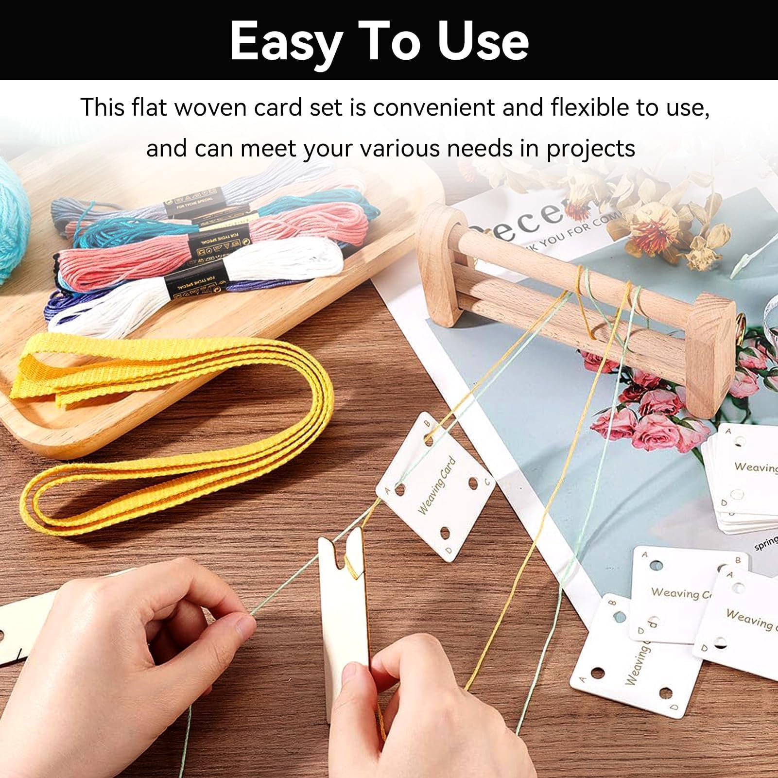 30pcs Wooden Tablet Weaving Cards with Shuttles - Premium Loom Weaving Supplies for Tablet Weaving, Rigid Heddle & Darning Looms - Perfect for DIY Craft Projects, Historical Reenactments & Fiber Art Creations