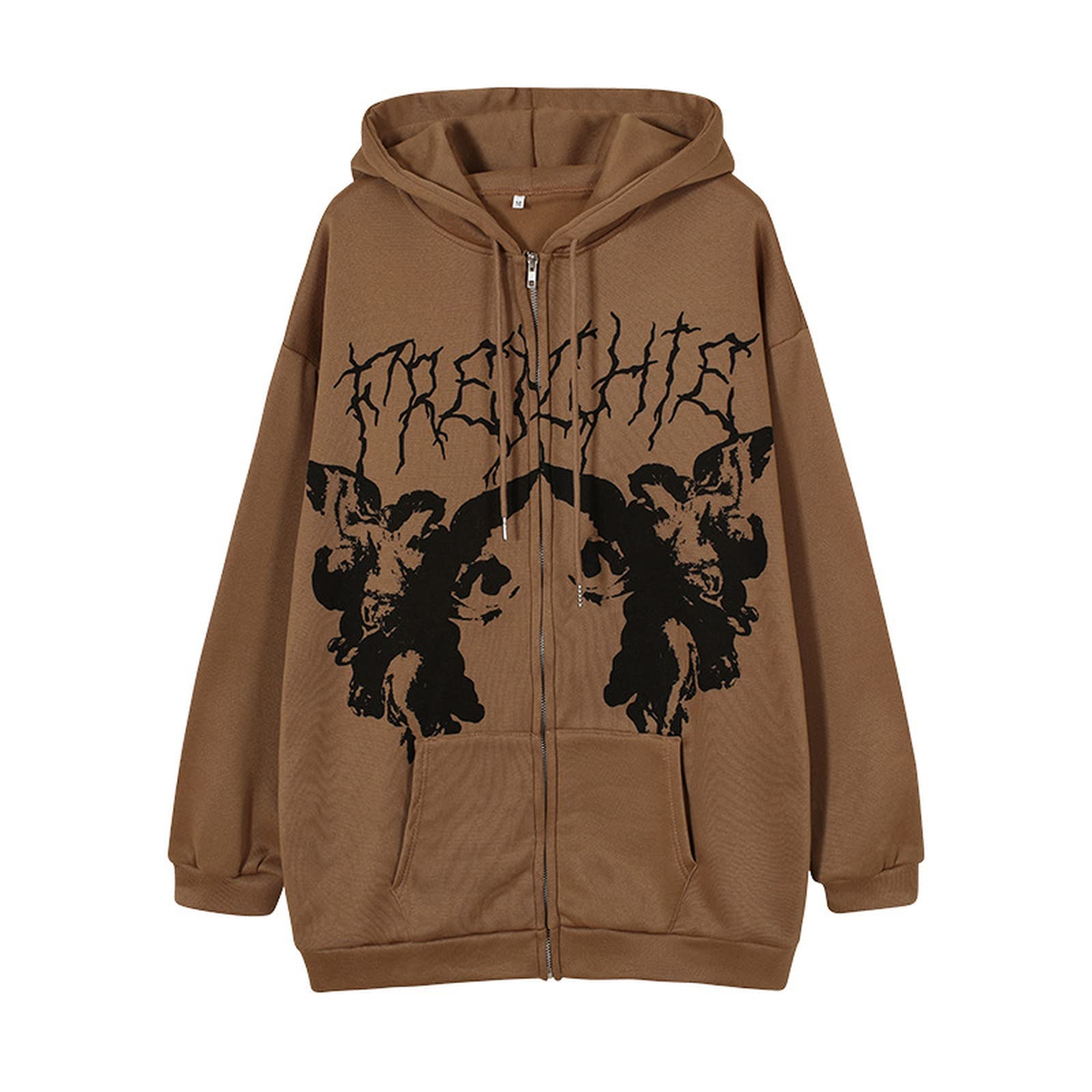 SHINsuke Women's Y2K Gothic Zip Up Hoodie - Hip Hop Grunge Loose Cardigan Jacket for Fall & Winter | Streetwear, Casual Outfit, Layering Fashion