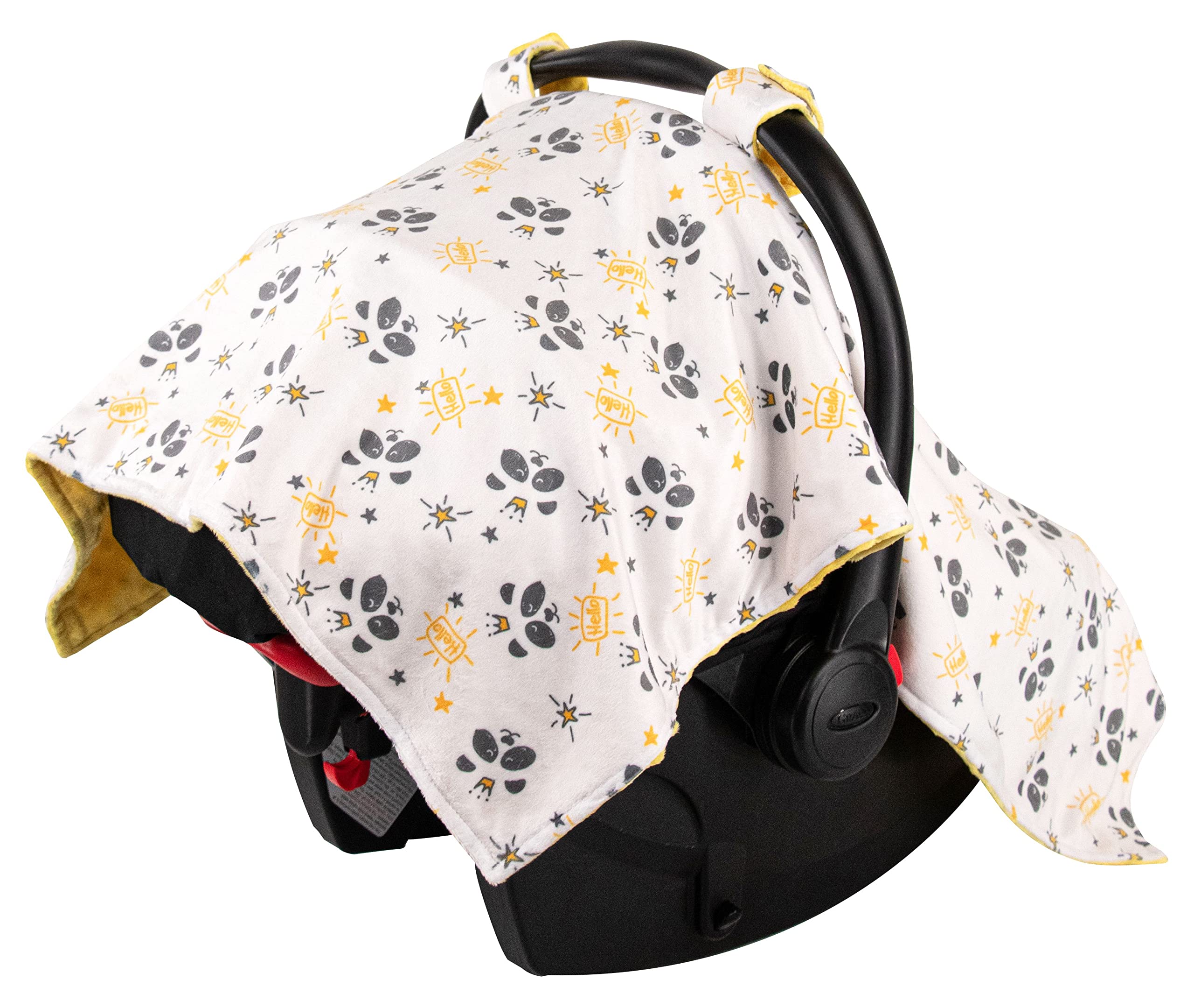 Premium Minky Baby Car Seat Cover - Soft & Cozy Hello Panda Design, 40