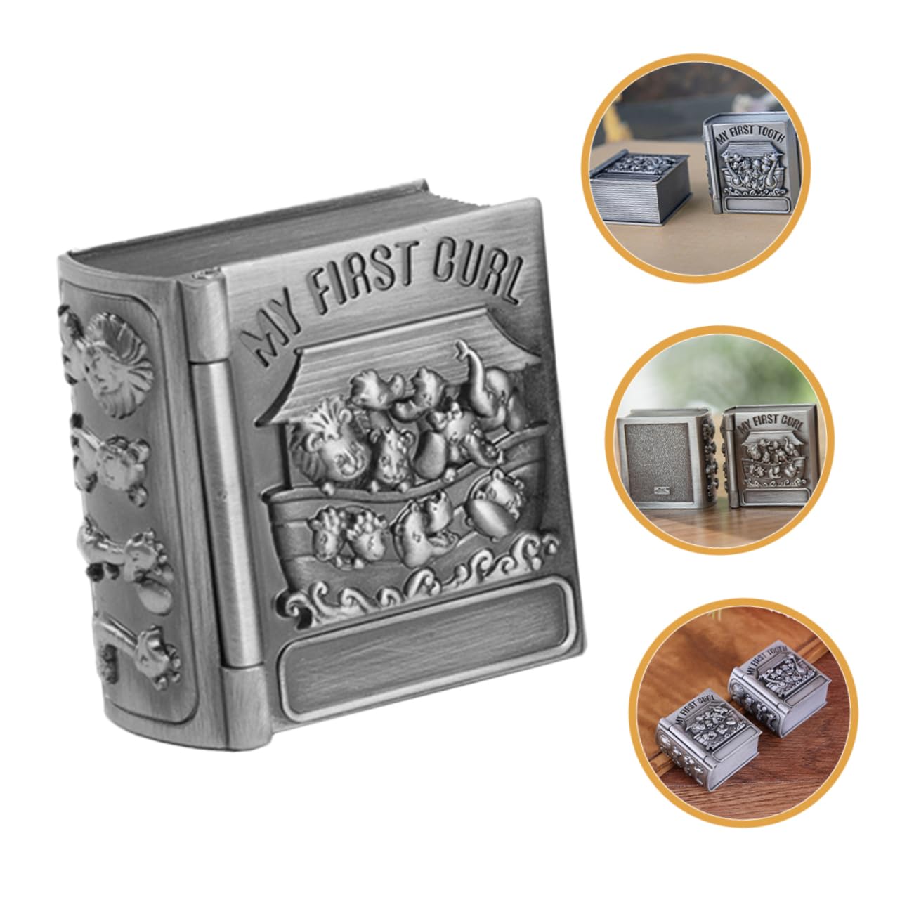 VINTORKY 2-Piece Metal Tooth Storage Box - Deciduous Tooth Organizer Container with Lid, Small Teeth Holder Case for Baby Kids (Perfect for First Tooth Keepsake & Memory Preservation)