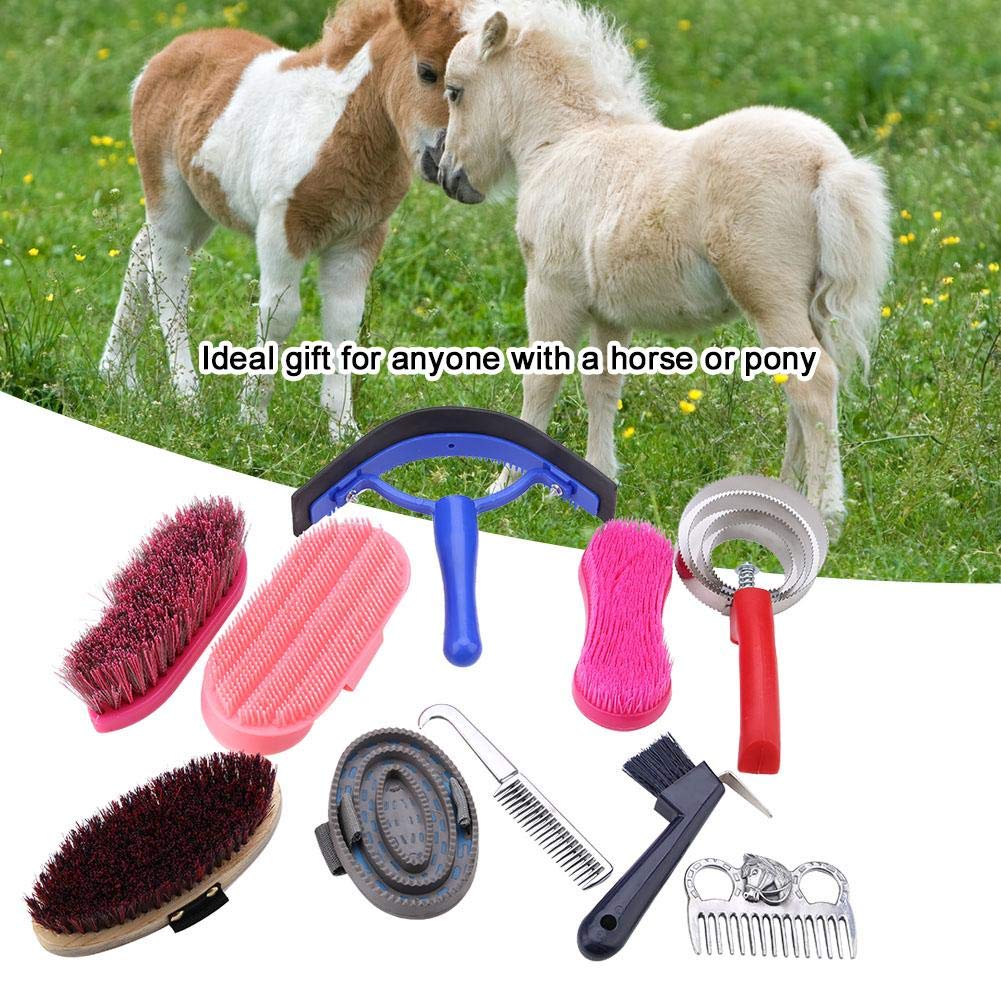 10PCS Horse Grooming Kit - Brush Set with Hoof Pick & Comb for Horse Care & Cleaning