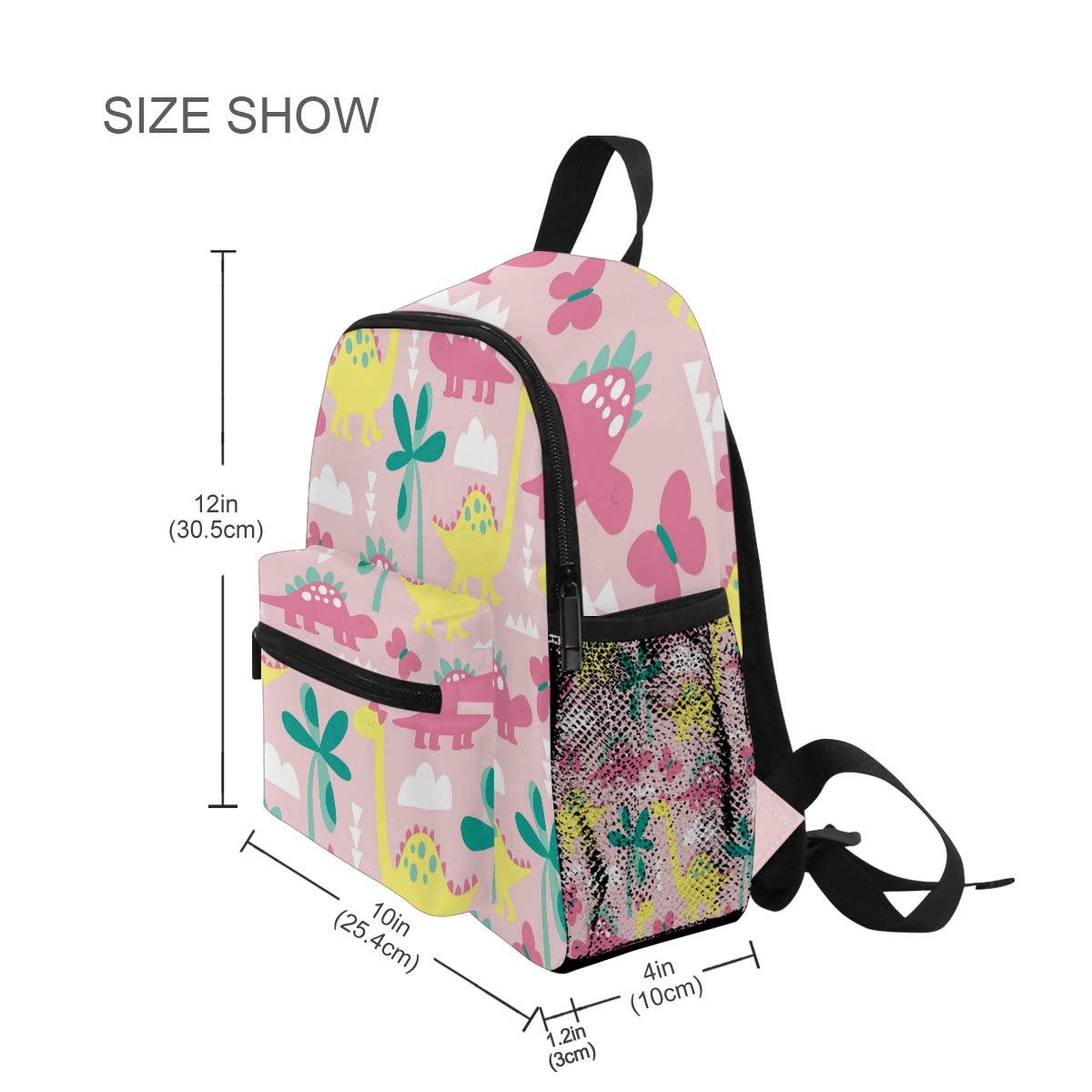 OREZI Cute Kids Dinosaur Backpack - Pink Cartoon Dinosaur Pattern School Bag for Toddlers, Preschool & Travel | Perfect for Daycare, Kindergarten & Outdoor Adventures