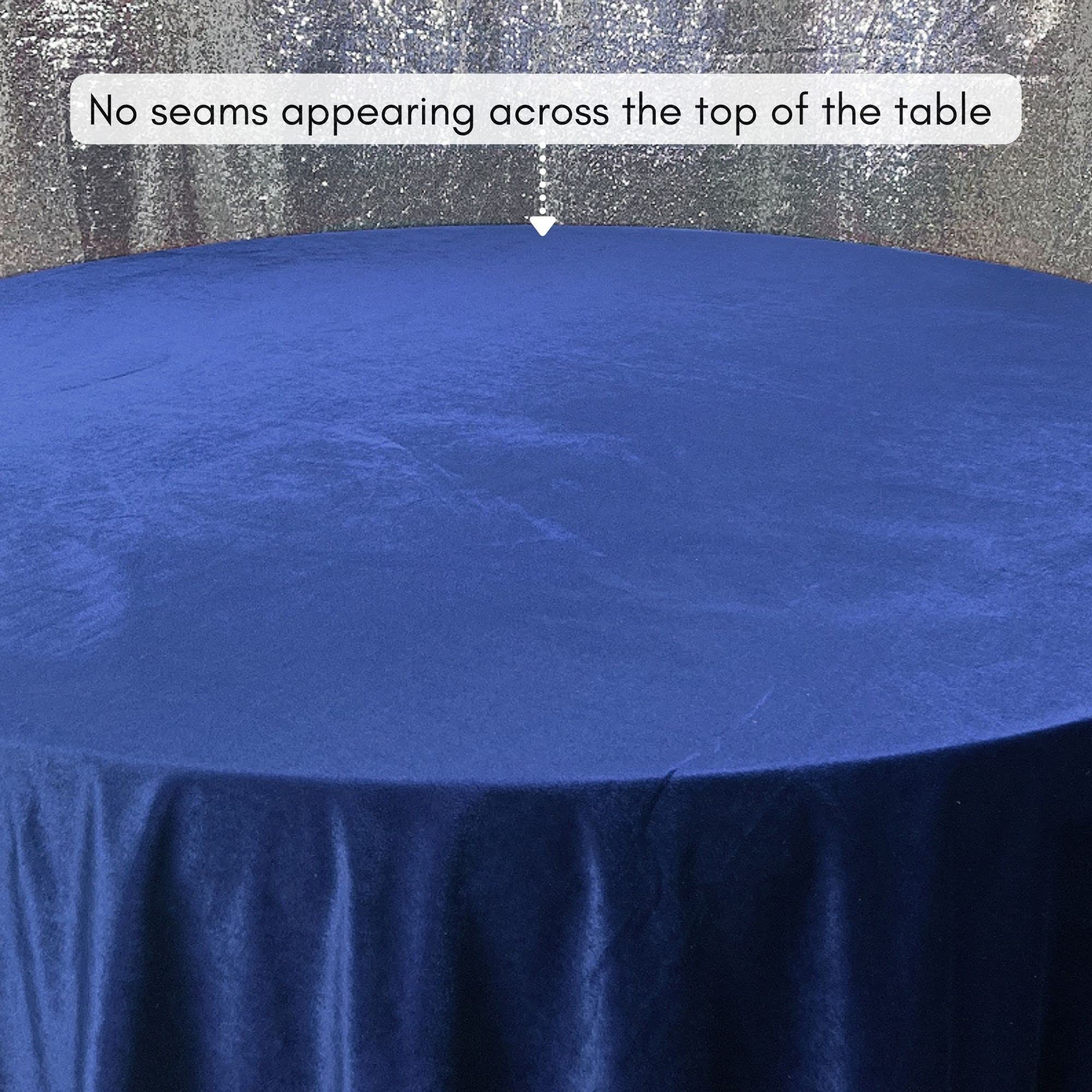 120 Inch Round Velvet Tablecloth - Navy Blue Linen Table Cover for Standard Round Tables - Perfect for Weddings, Banquets, and Home Decor