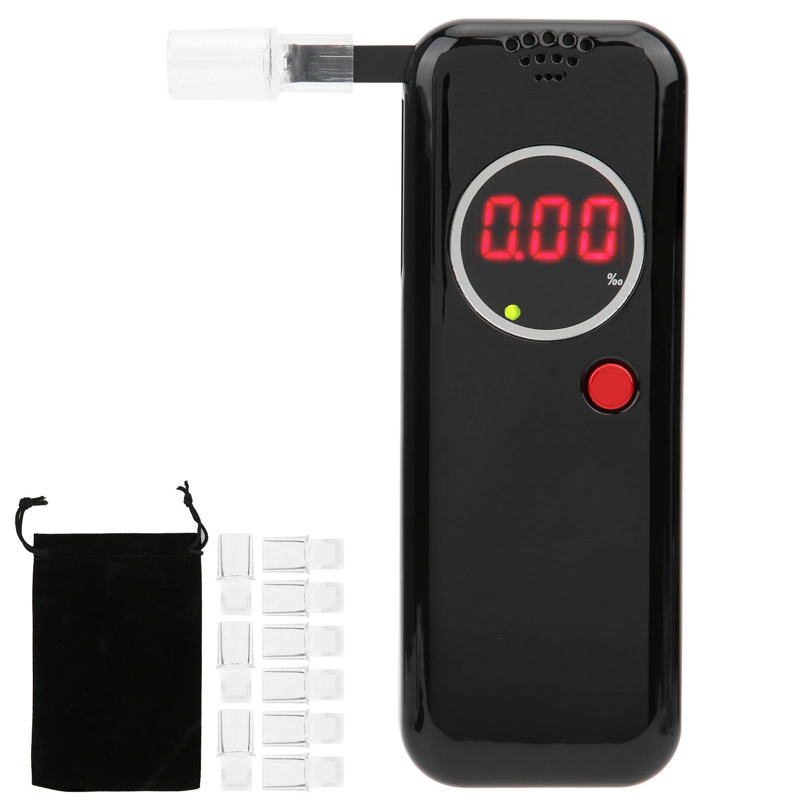 Keenso Lightweight Digital Alcohol Breathalyzer with LCD Display - Portable Drunk Driving Tester with Blow Tube (Black) - Perfect for Personal Use, Workplace Safety, and Law Enforcement Scenarios