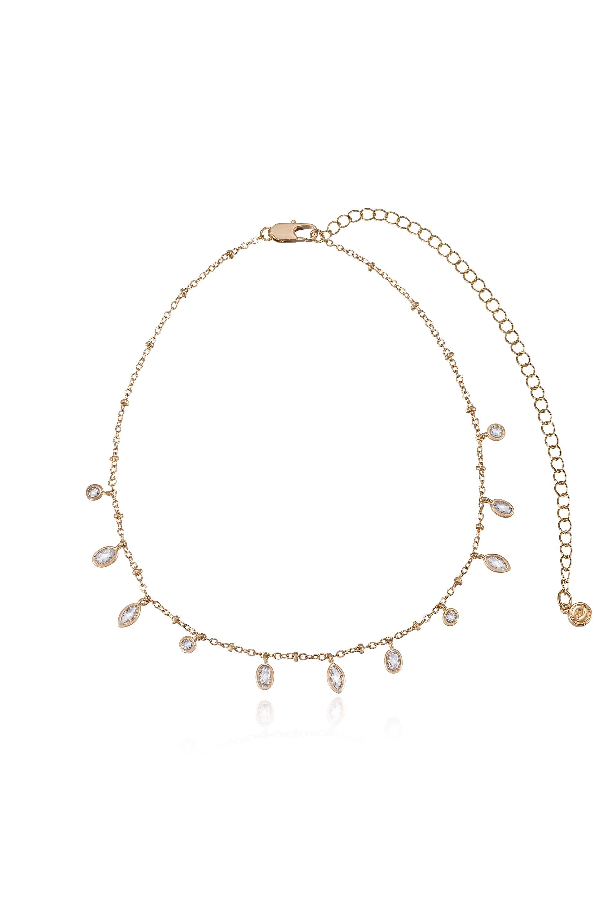 Elegant Bezel Crystal Charm Choker Necklace - Dainty Layering Jewelry for Women - Perfect for Date Nights & Special Occasions