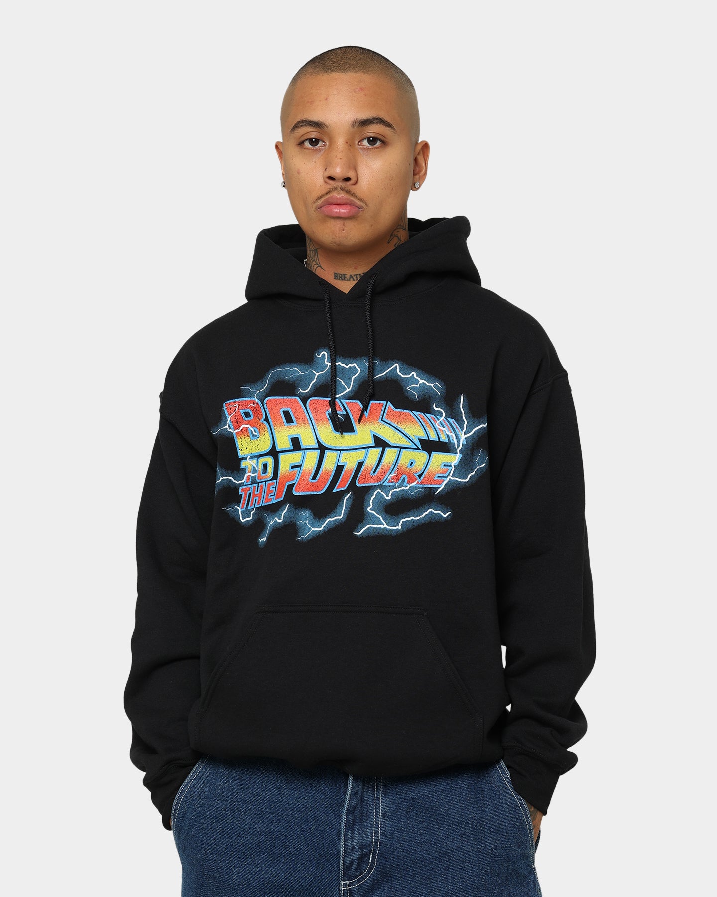Back To The Future 1 Hoodie - American Thrift Official Merchandise - Black Pullover Sweatshirt - Perfect for Cosplay, Movie Nights & 80s Retro Fashion