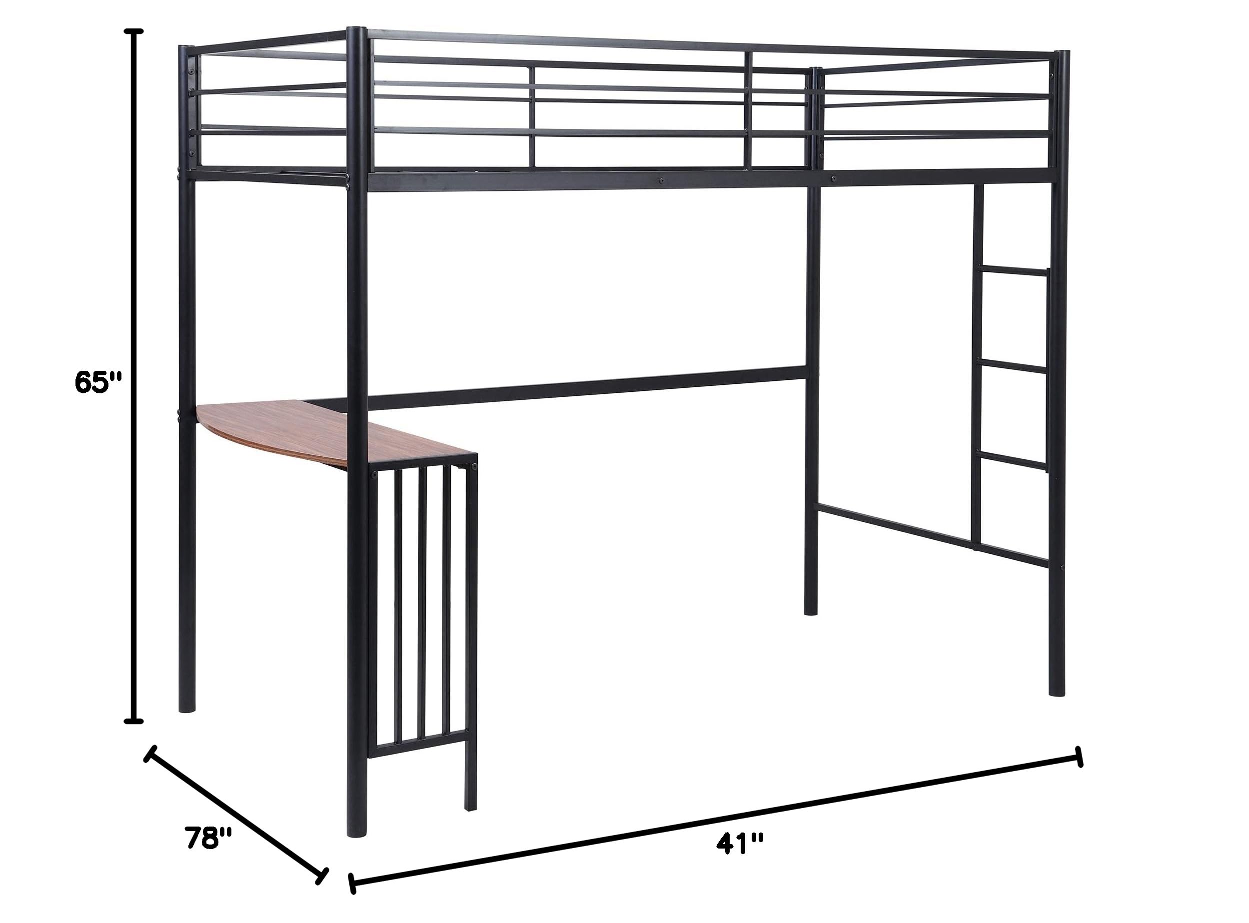 Twin Size Metal Bunk Bed with Built-in Desk, Ladder & Safety Guardrails - Space Saving Loft Bed for Kids, Teens Boys & Girls - Perfect for Small Bedrooms, Dorms & Shared Kids Rooms