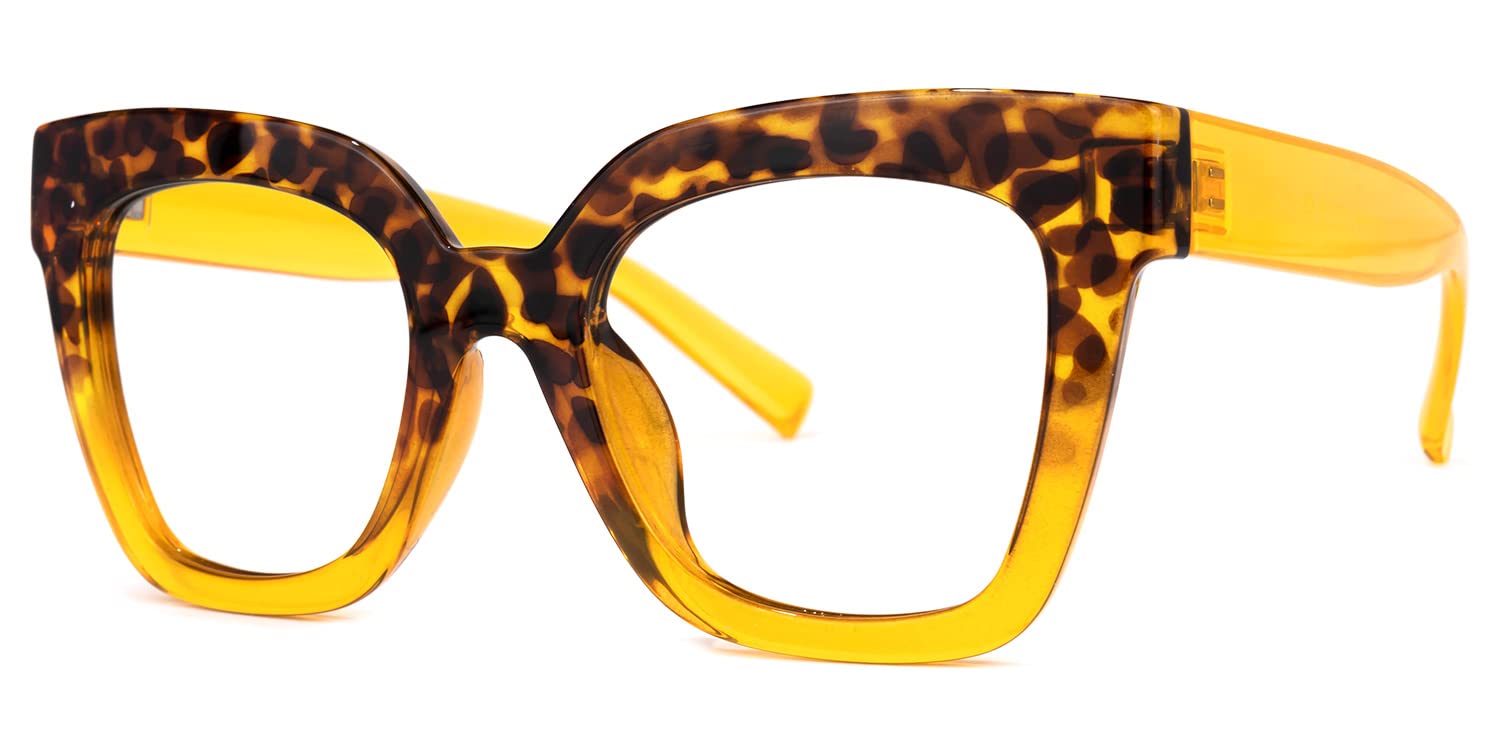 Zeelool Trendy Rectangle Blue Light Blocking Glasses for Women | TR90 Lightweight Eyewear | Malcolm VFT0269 Tortoise Frame with Clear Lens | Perfect for Office Work & Digital Screen Use