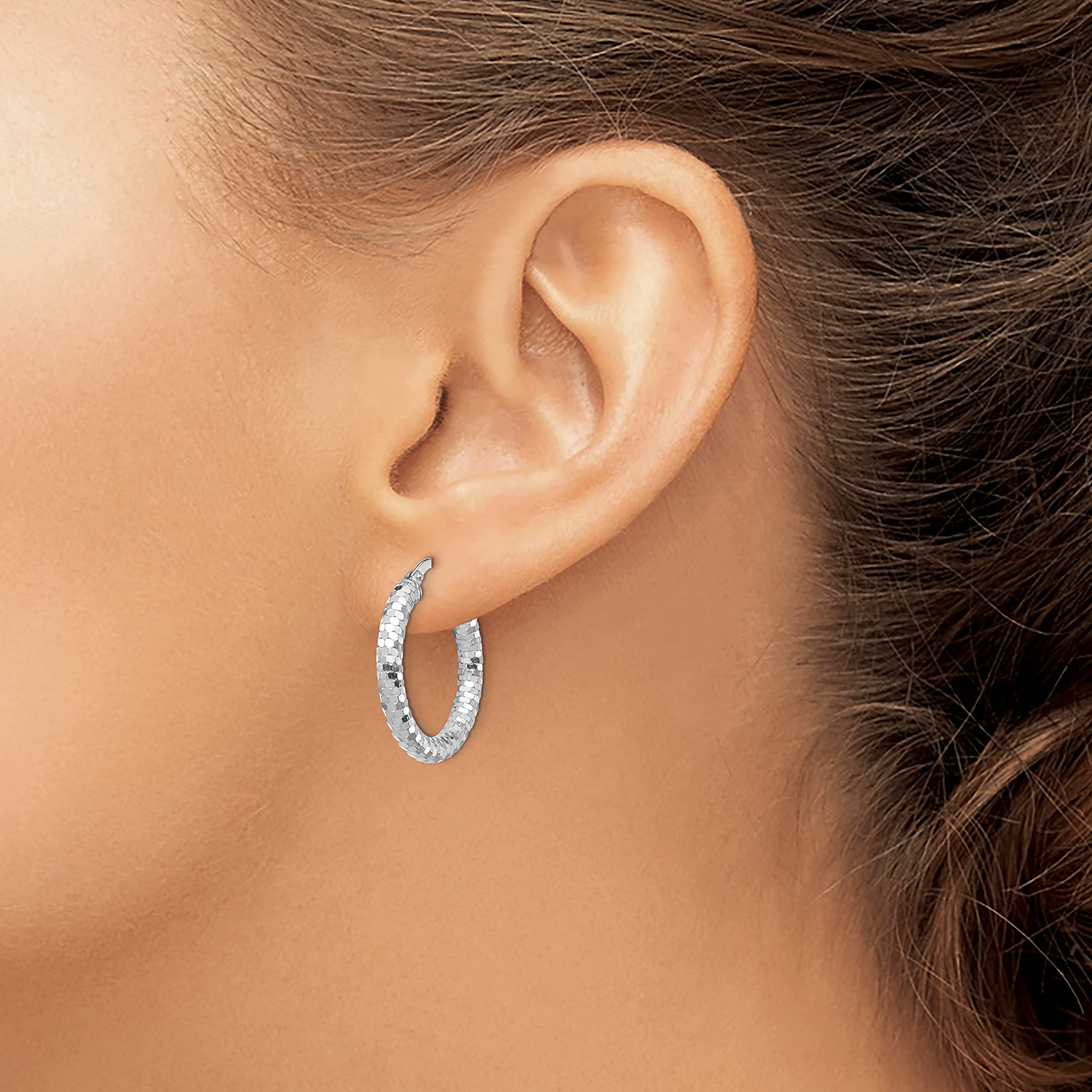 14K Solid White Gold Small Round Hoop Earrings for Women - Minimalist Everyday Jewelry for Work, Date Night & Gifting