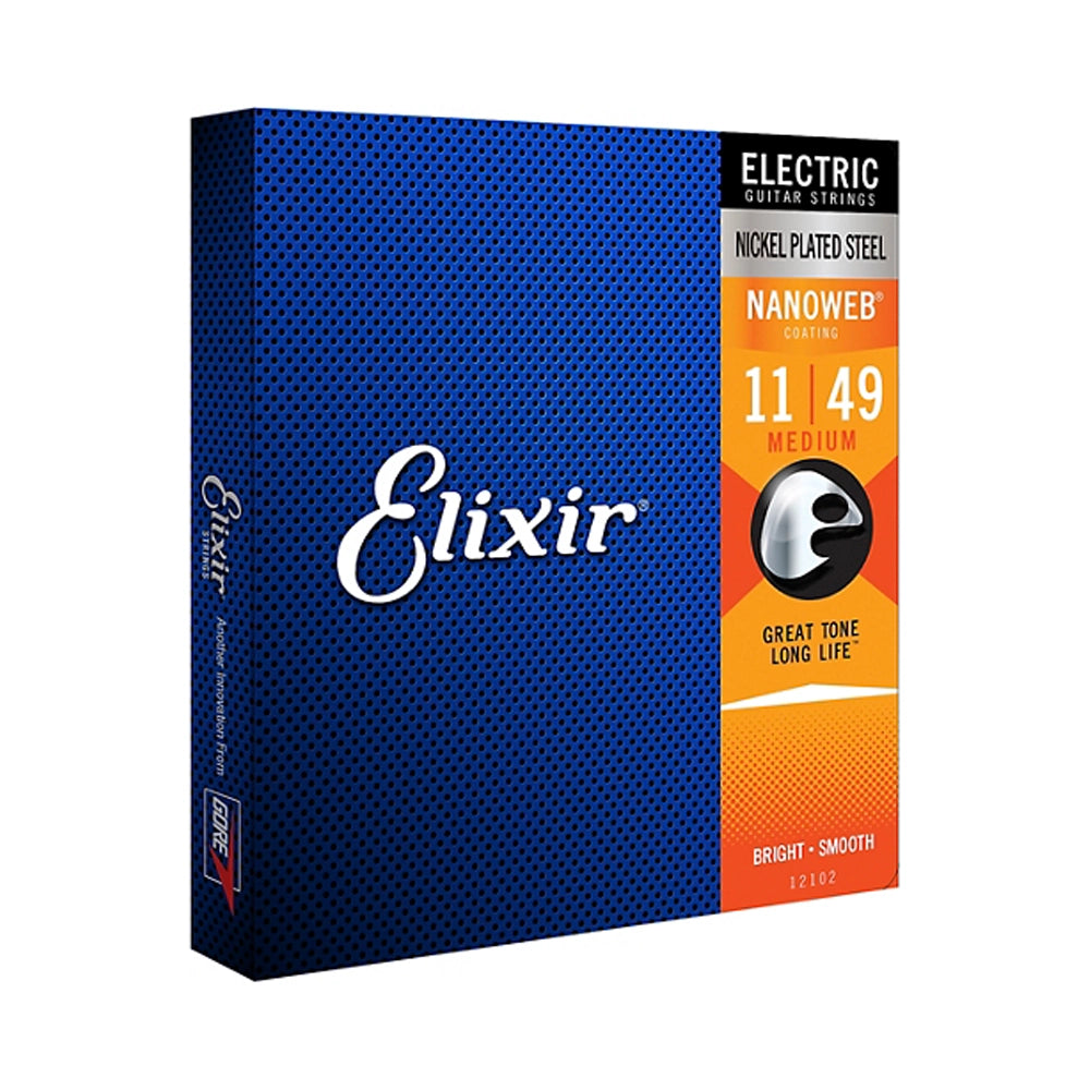 Elixir Electric Guitar Strings with NANOWEB Coating - Medium Gauge (.011-.049) for Rock, Blues & Jazz - Long-Lasting Tone & Smooth Playability