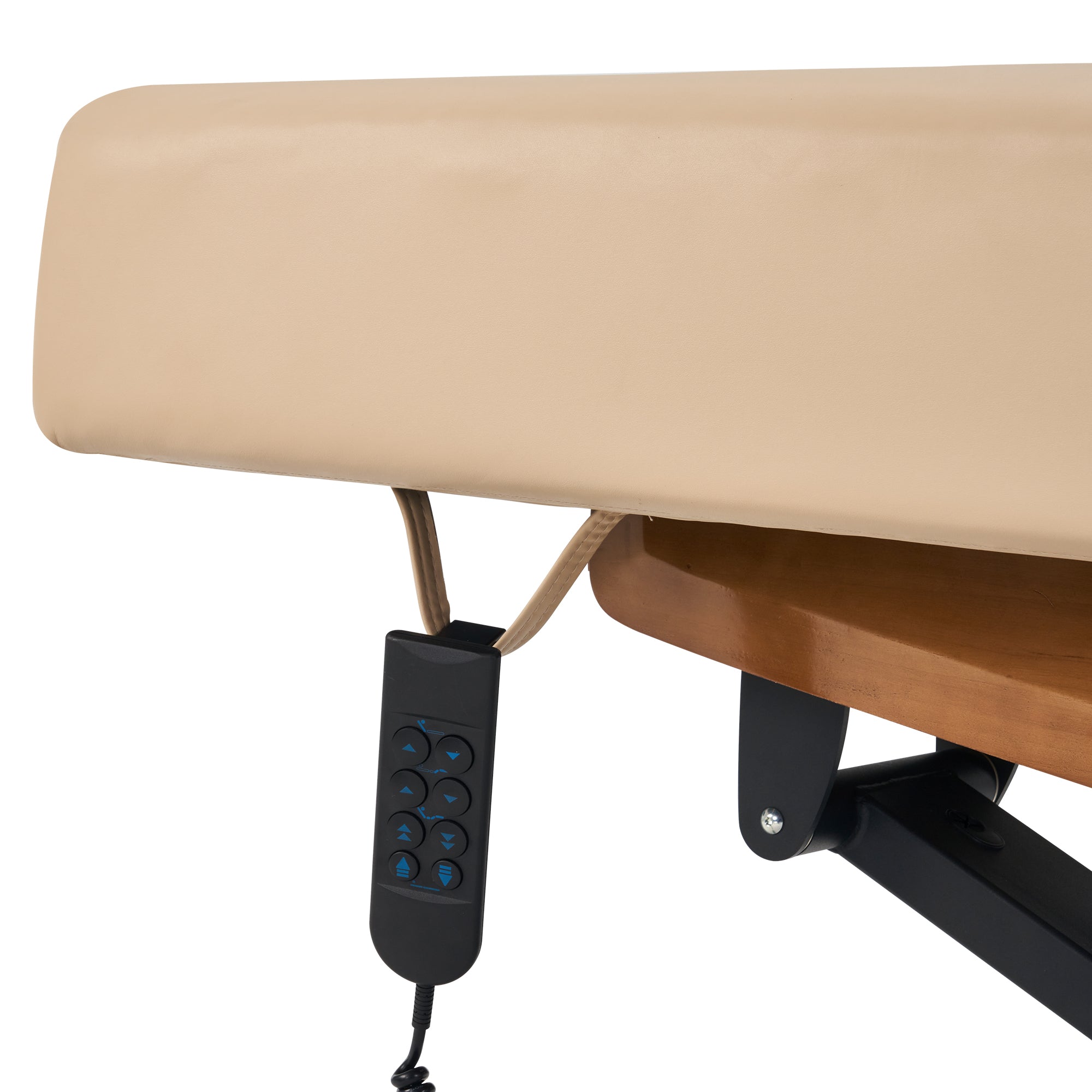Master Massage Atlas Deluxe Electric Lift Spa Salon Massage Table - Cream Top with Interchangeable Black Upholstery - Professional Massage Bed for Clinics, Spas & Home Use