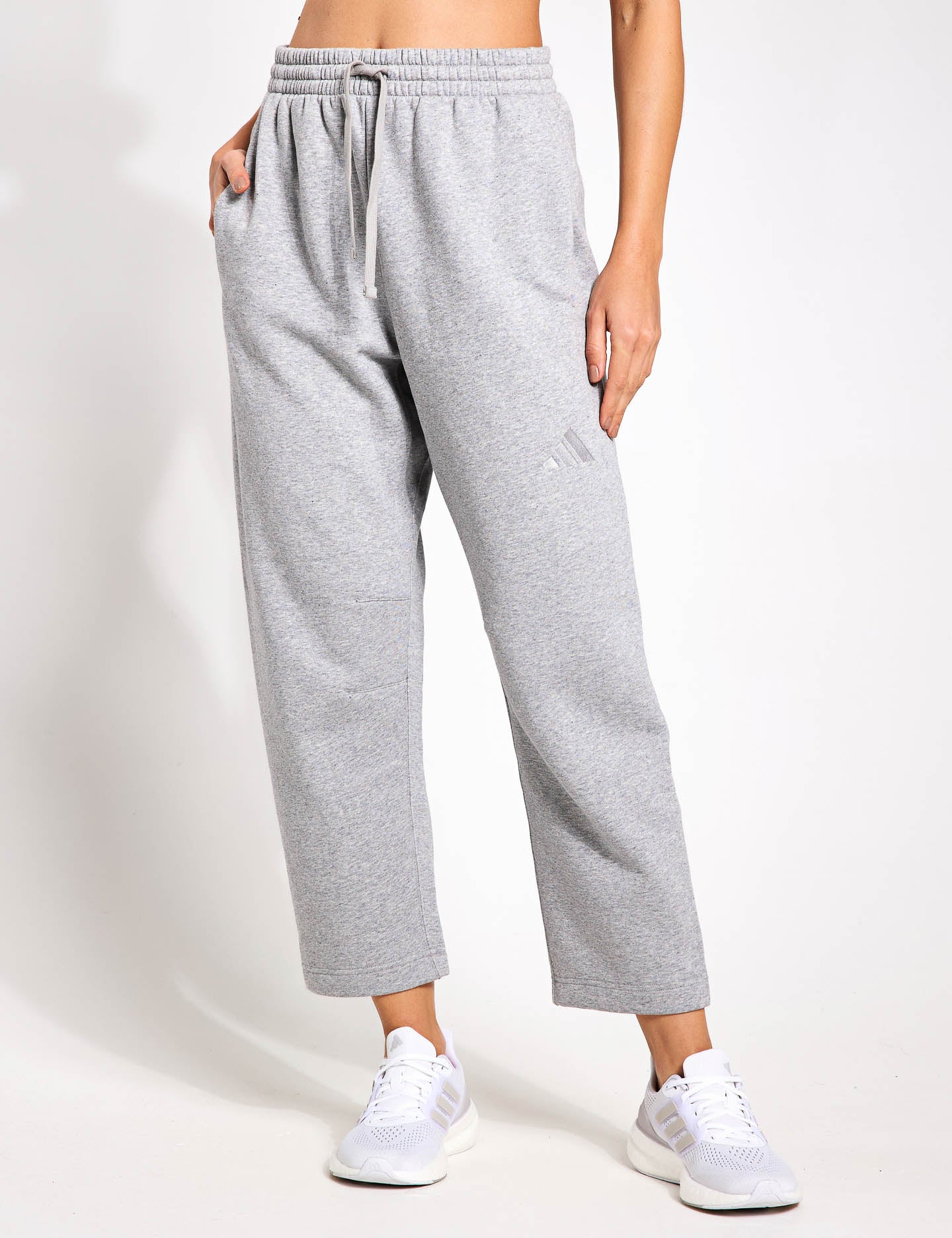 ALL SZN Fleece Barrel Leg Joggers for Women - Medium Grey Heather - Cozy Lounge Pants for Yoga, Running & Home Relaxation