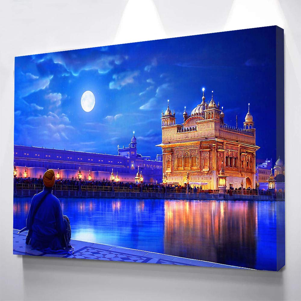 Golden Temple Amritsar India Painting - Premium Wall Art Print for Home Decor, Living Room, Bedroom, Hotel & Study | Spiritual & Cultural Decor for Meditation Spaces & Indian-Themed Interiors