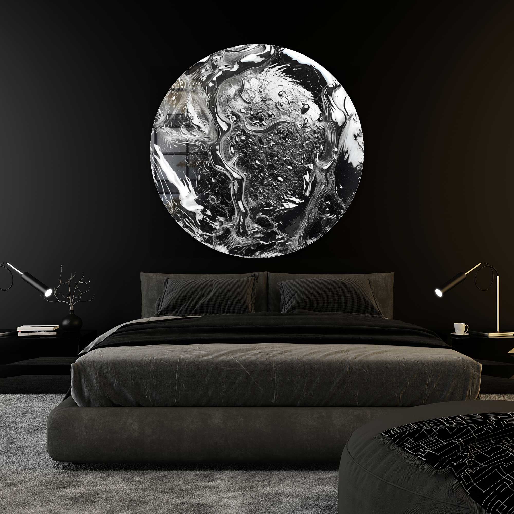Abstract Pb 82 Rounded Glass Wall Art - Modern Home Decor for Living Room, Bedroom & Office - Elegant Glass Wall Sculpture for Contemporary Interior Design