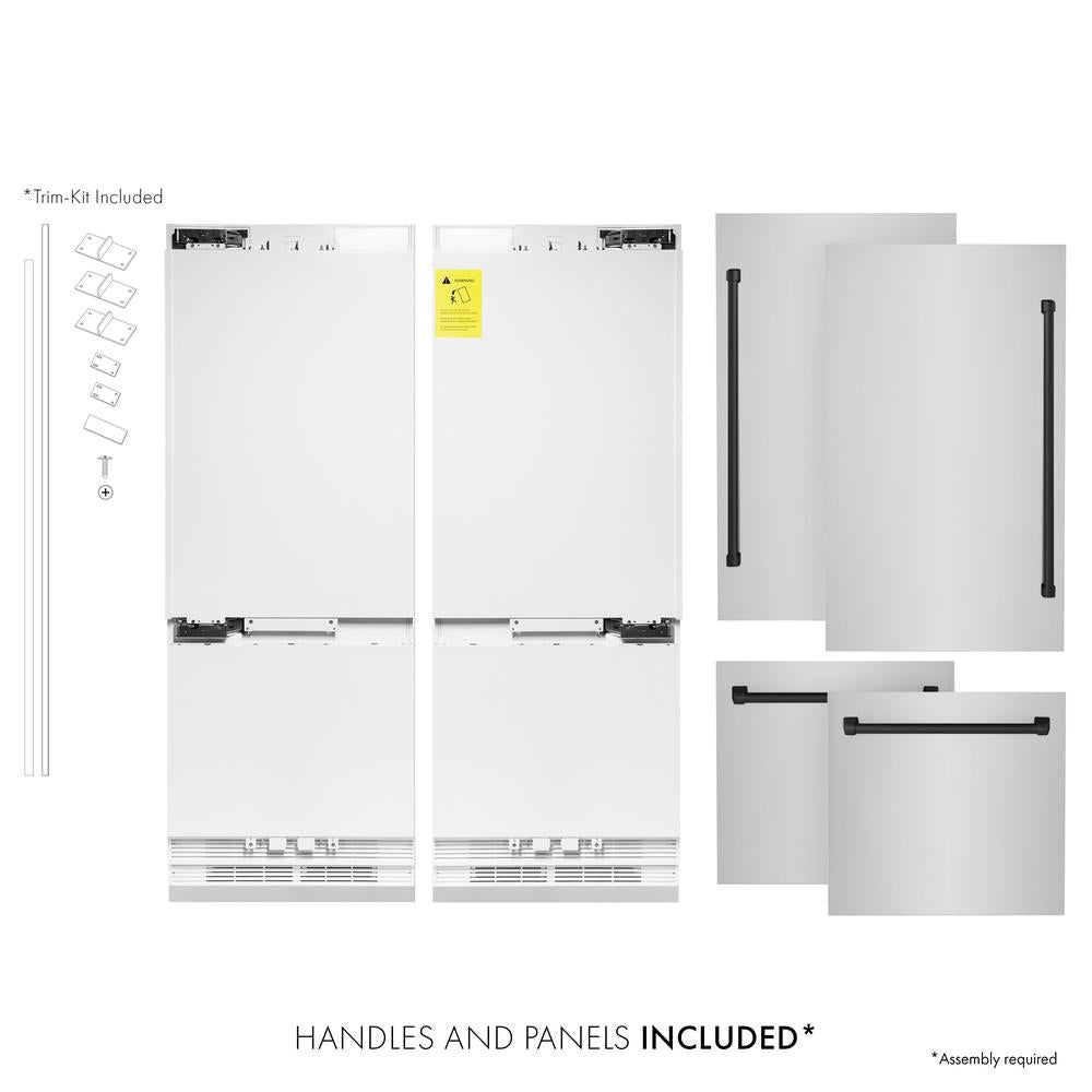 ZLINE Autograph Edition 60-Inch French Door Built-In Refrigerator - 32.2 cu ft Bottom Freezer, Stainless Steel with Matte Black Accents, Water Dispenser & Ice Maker | Perfect for Modern Kitchens, Open-Concept Homes & Luxury Appliances Collection (Model RBIVZ 304 60 MB)