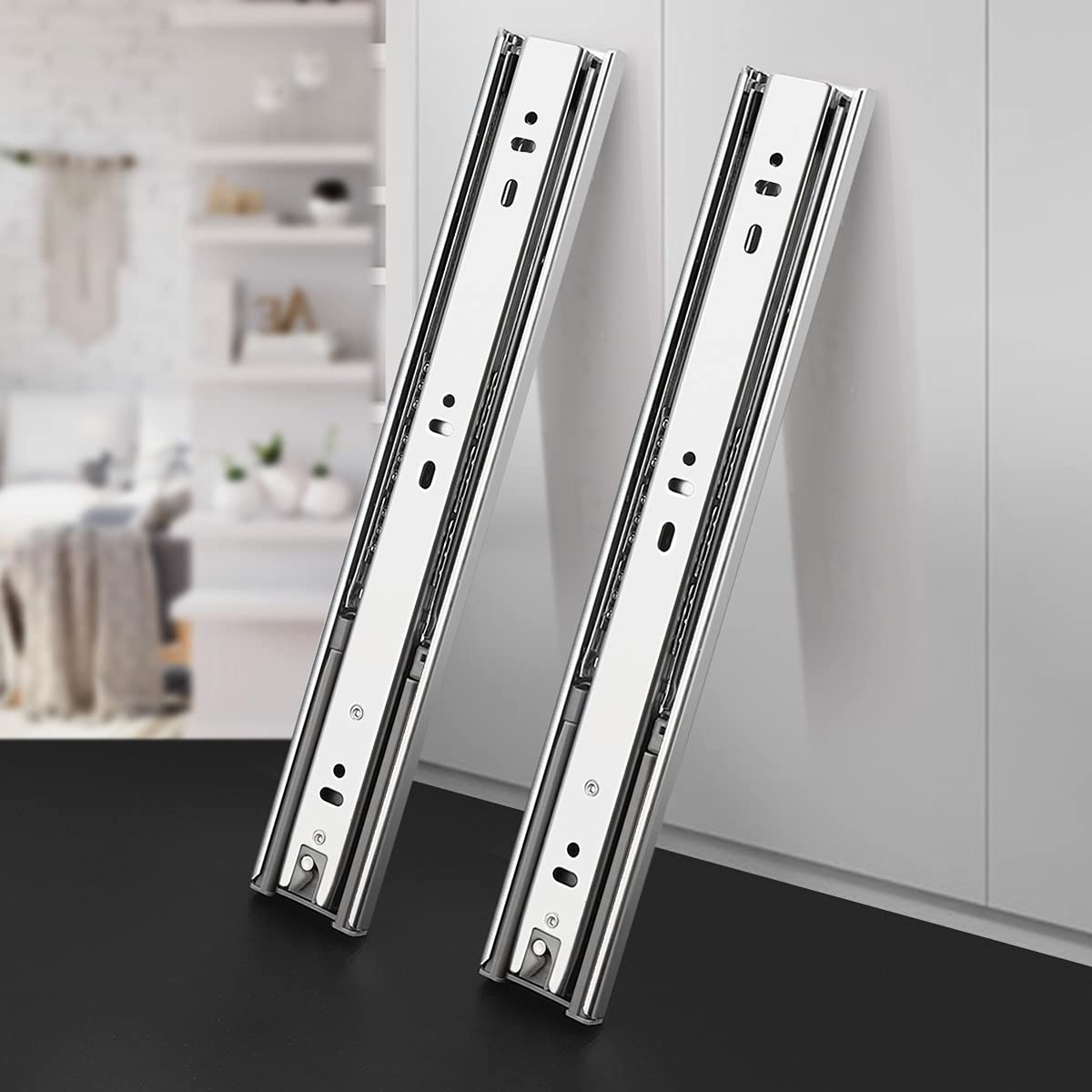 Gobrico 16 Inch Soft Close Ball Bearing Full Extension Drawer Slides - Heavy Duty Side Mount Drawer Glides (10 Pairs) - Perfect for Kitchen Cabinets, Office Furniture, and DIY Storage Solutions